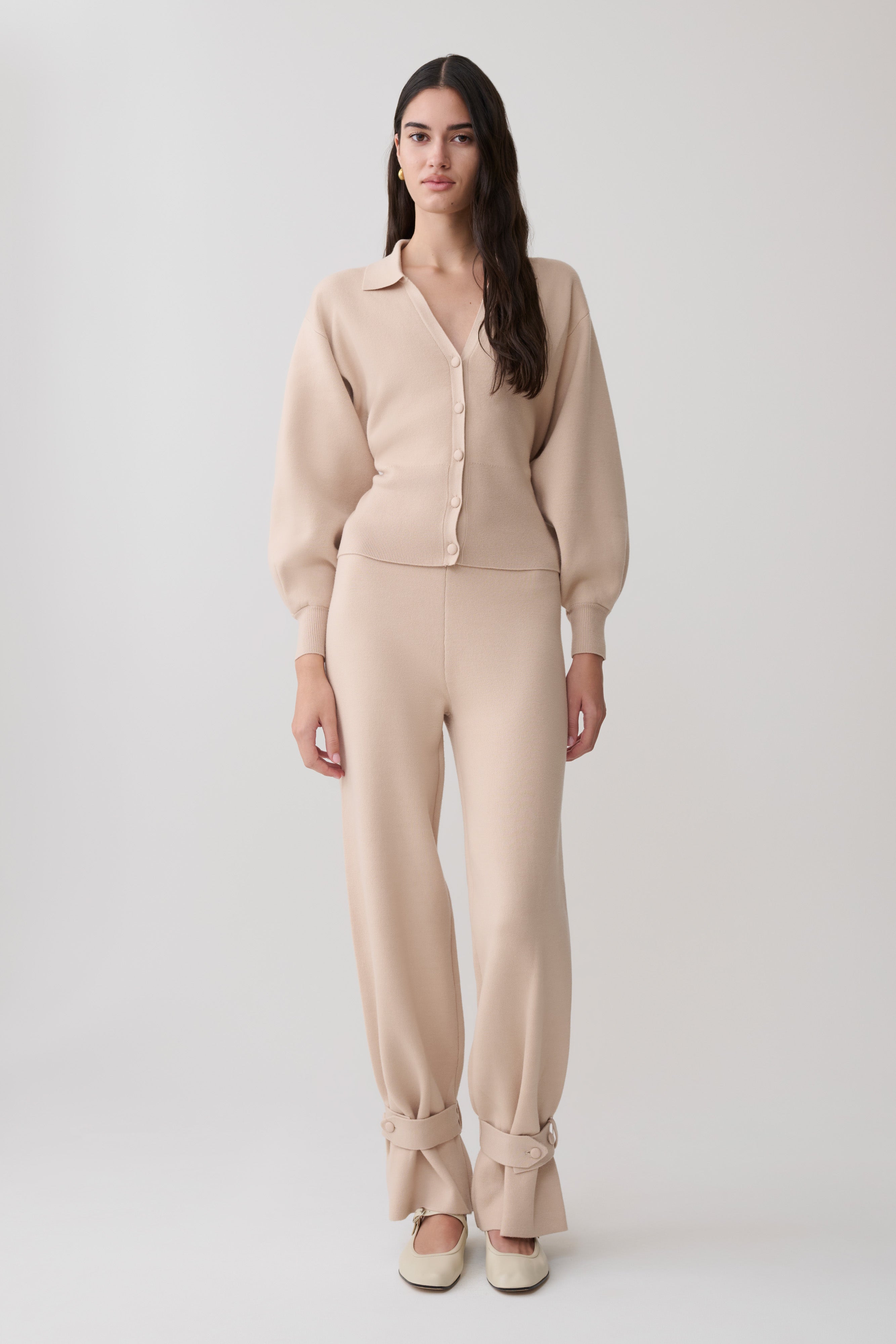 Blaine Knit Blouson Sleeve Cardigan - Oat Marle
