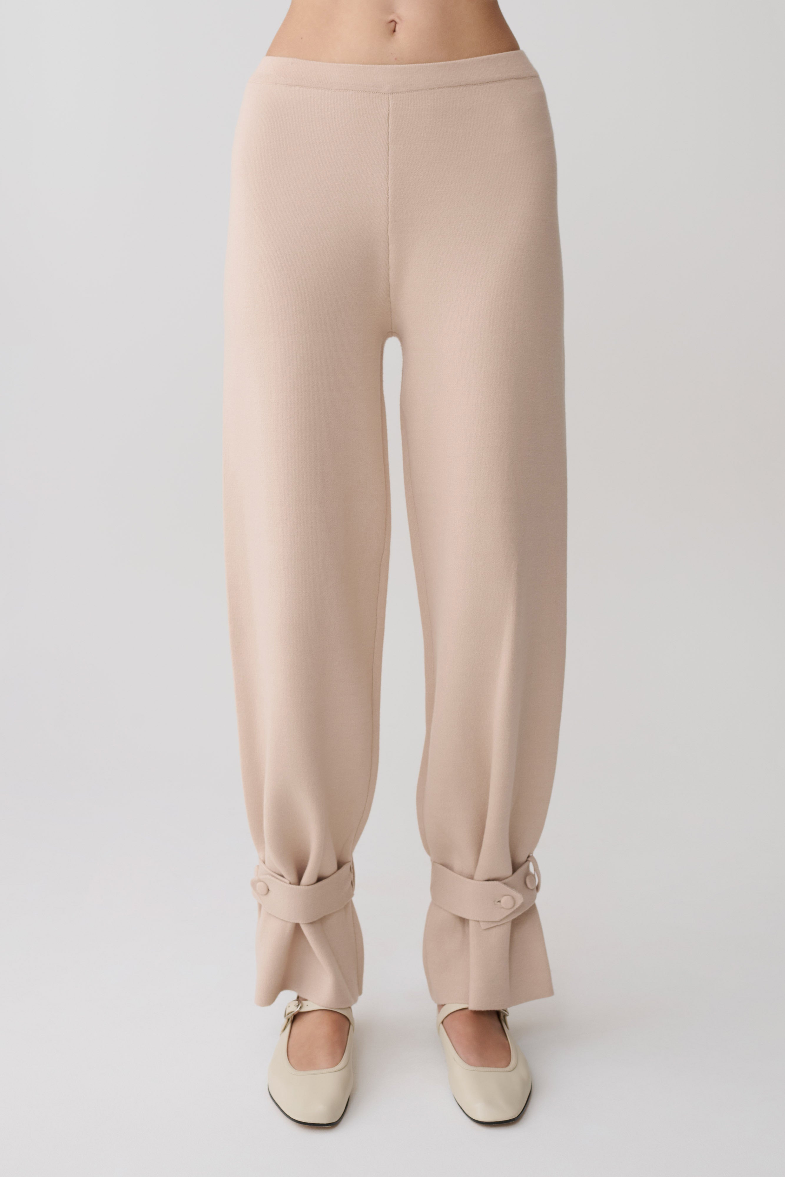 Blaine Knit Cuffed Wide Leg Pants - Oat Marle