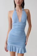 Peregrine Modal Halter Mini Dress - Blue