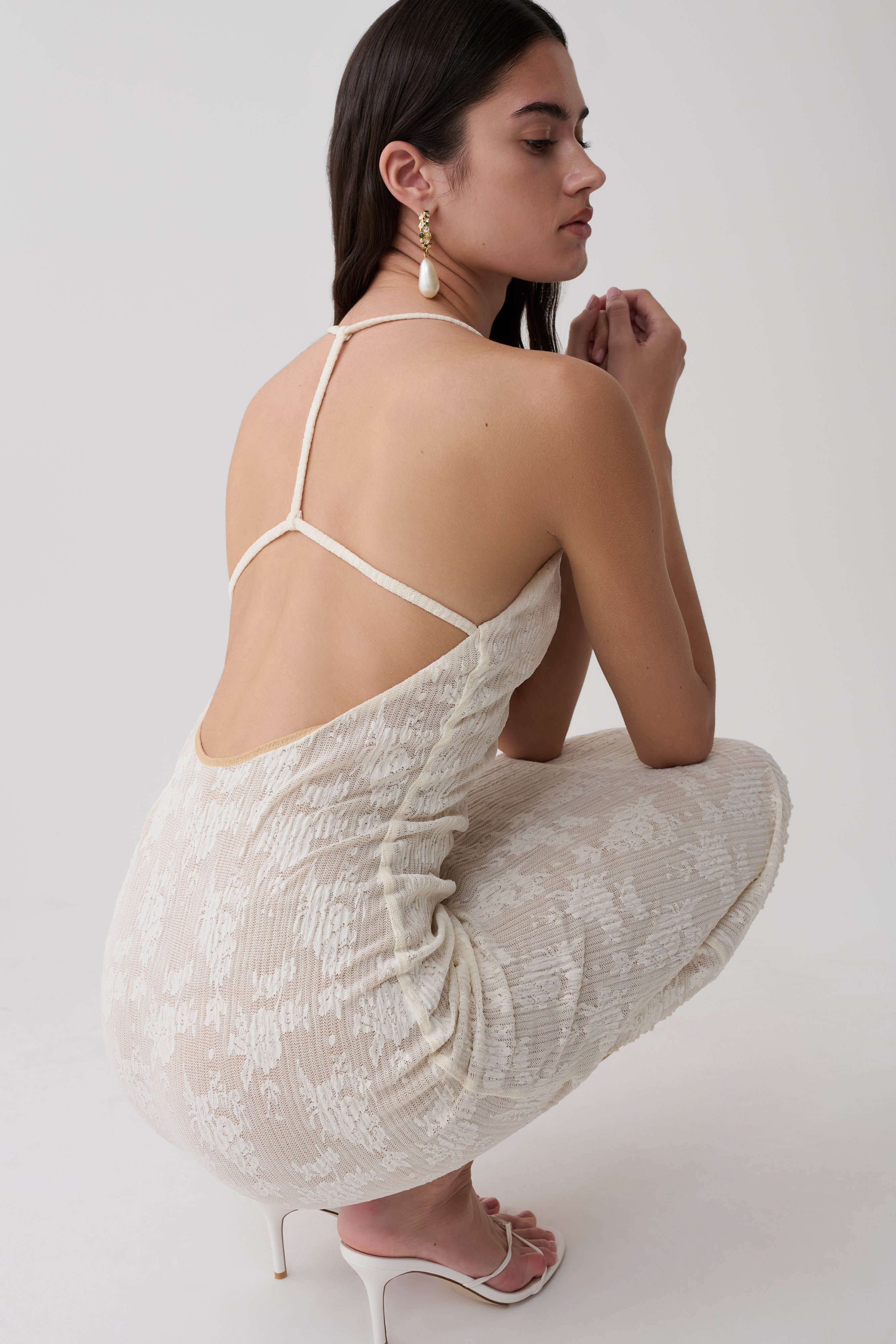 Ambrose Lace Midi Dress - Ivory