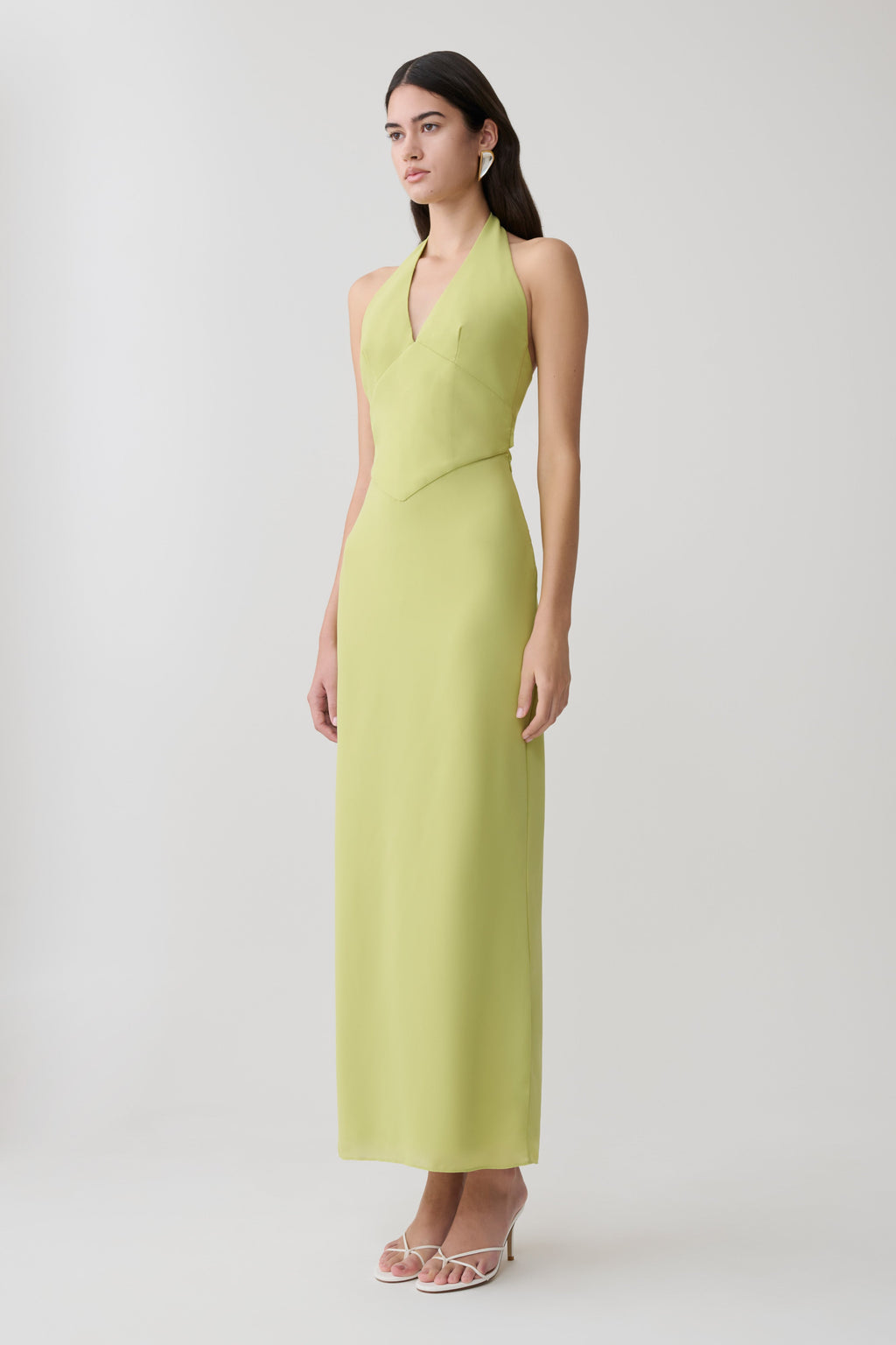 Valentina Chiffon Halter Maxi Dress - Pistachio