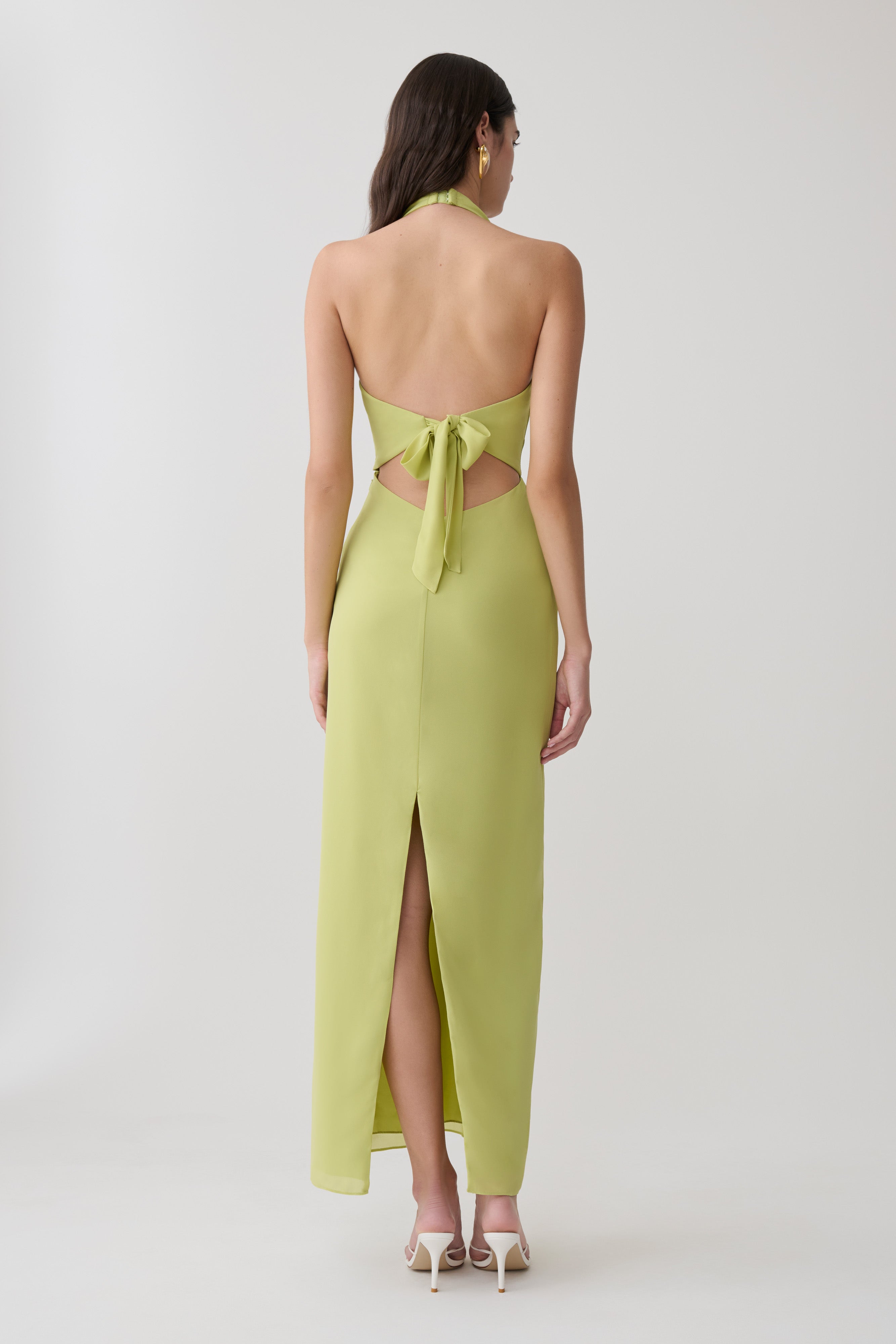 Valentina Chiffon Halter Maxi Dress - Pistachio