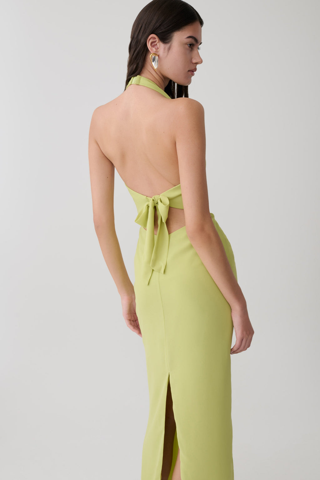 Valentina Chiffon Halter Maxi Dress - Pistachio