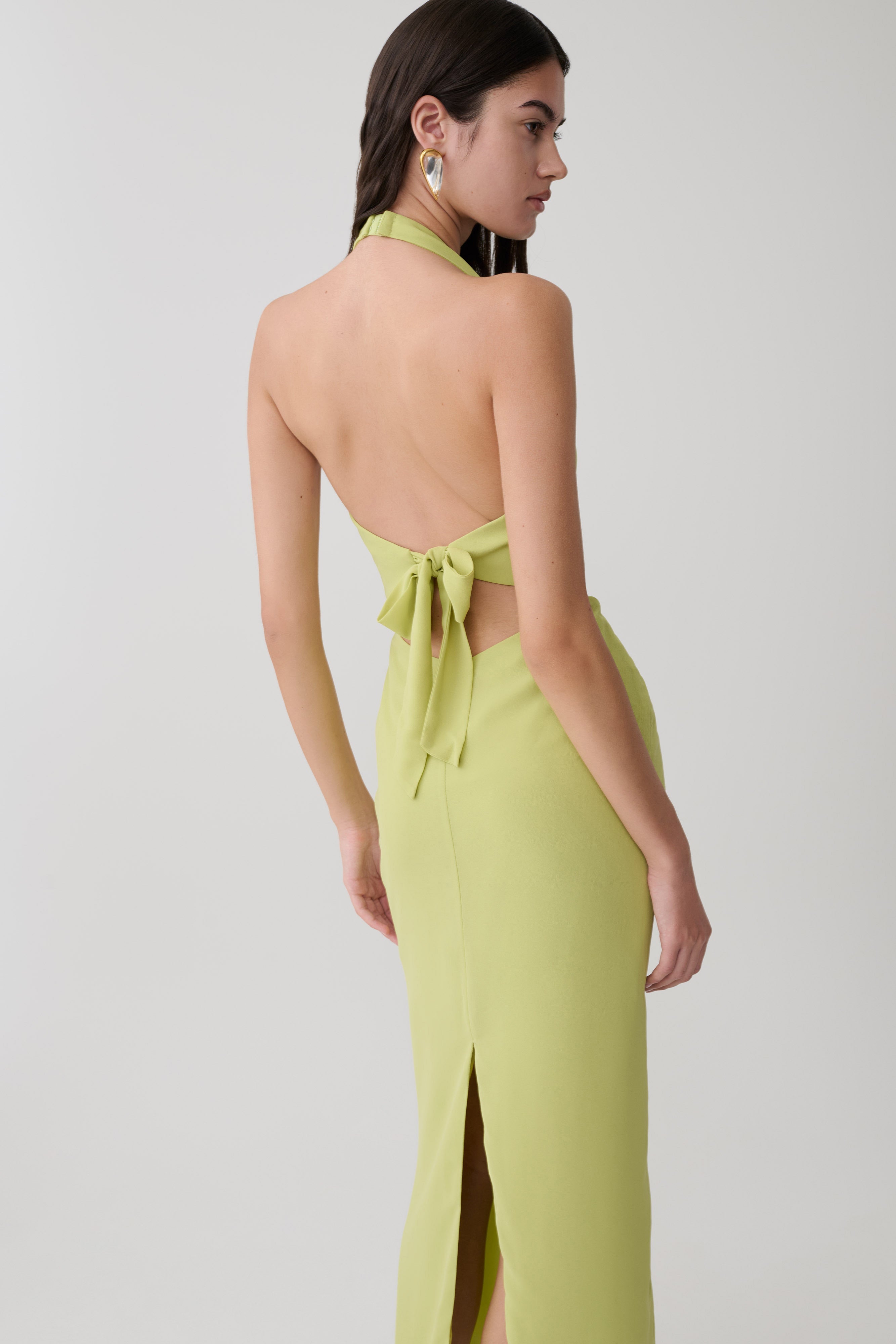 Valentina Chiffon Halter Maxi Dress - Pistachio