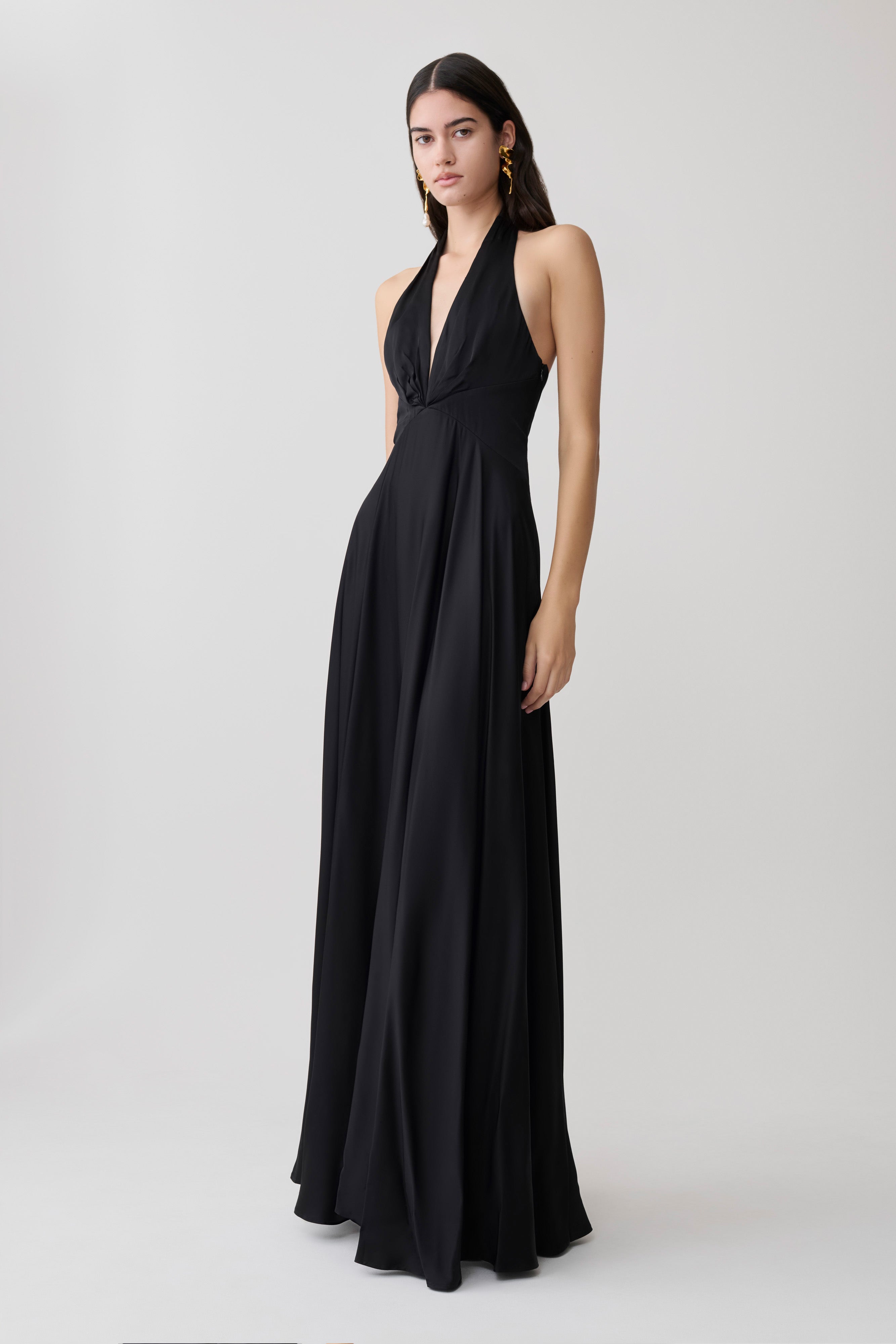 Rebecca Halter Buttoned Maxi Dress - Black