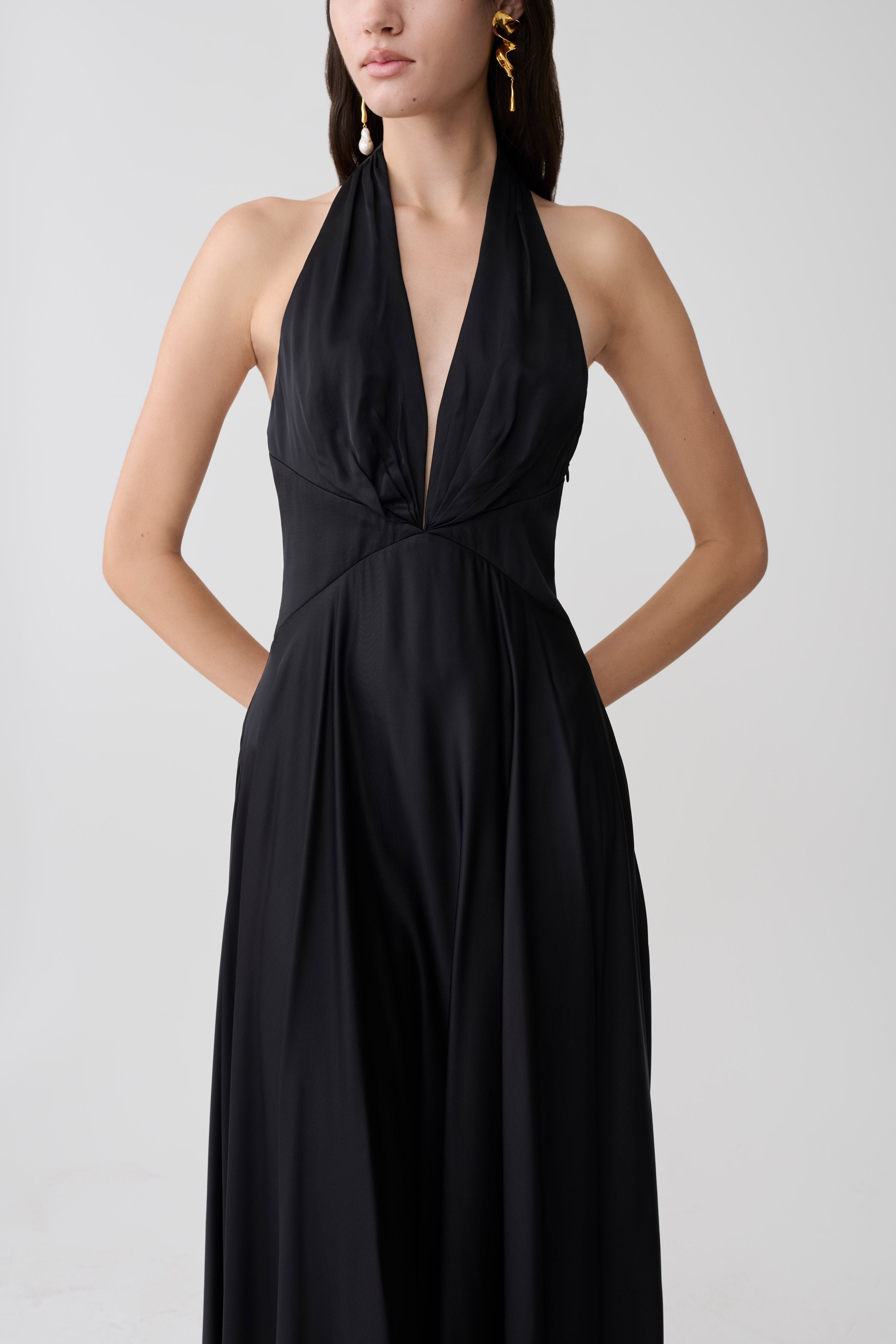 Rebecca Halter Buttoned Maxi Dress - Black
