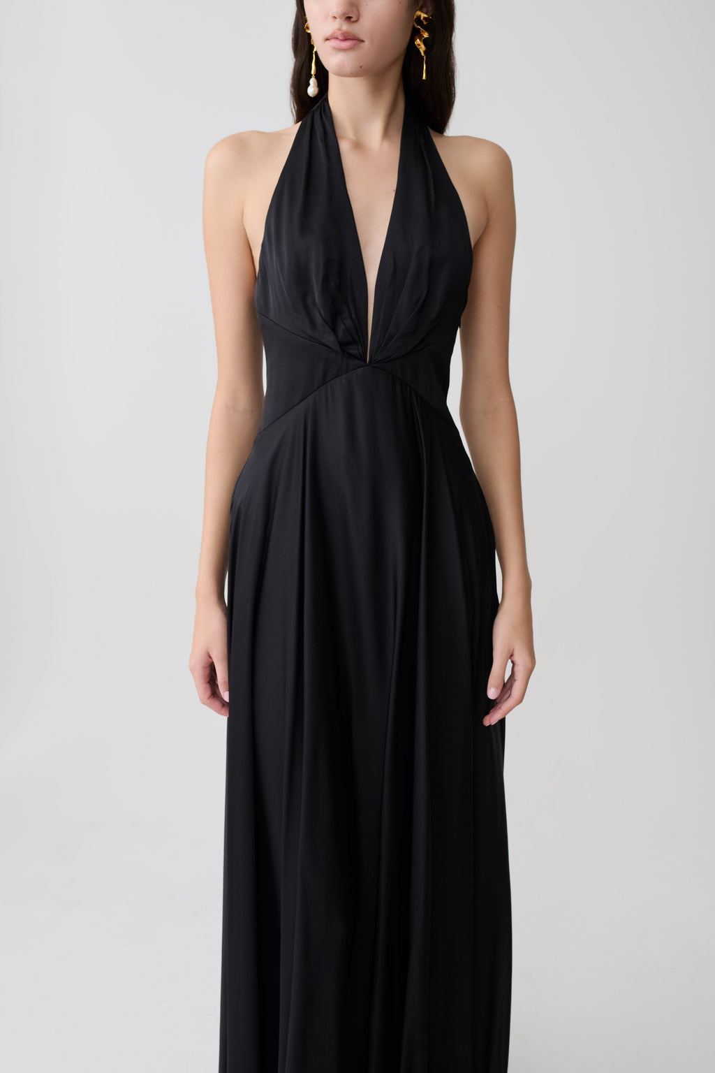 Rebecca Halter Buttoned Maxi Dress - Black