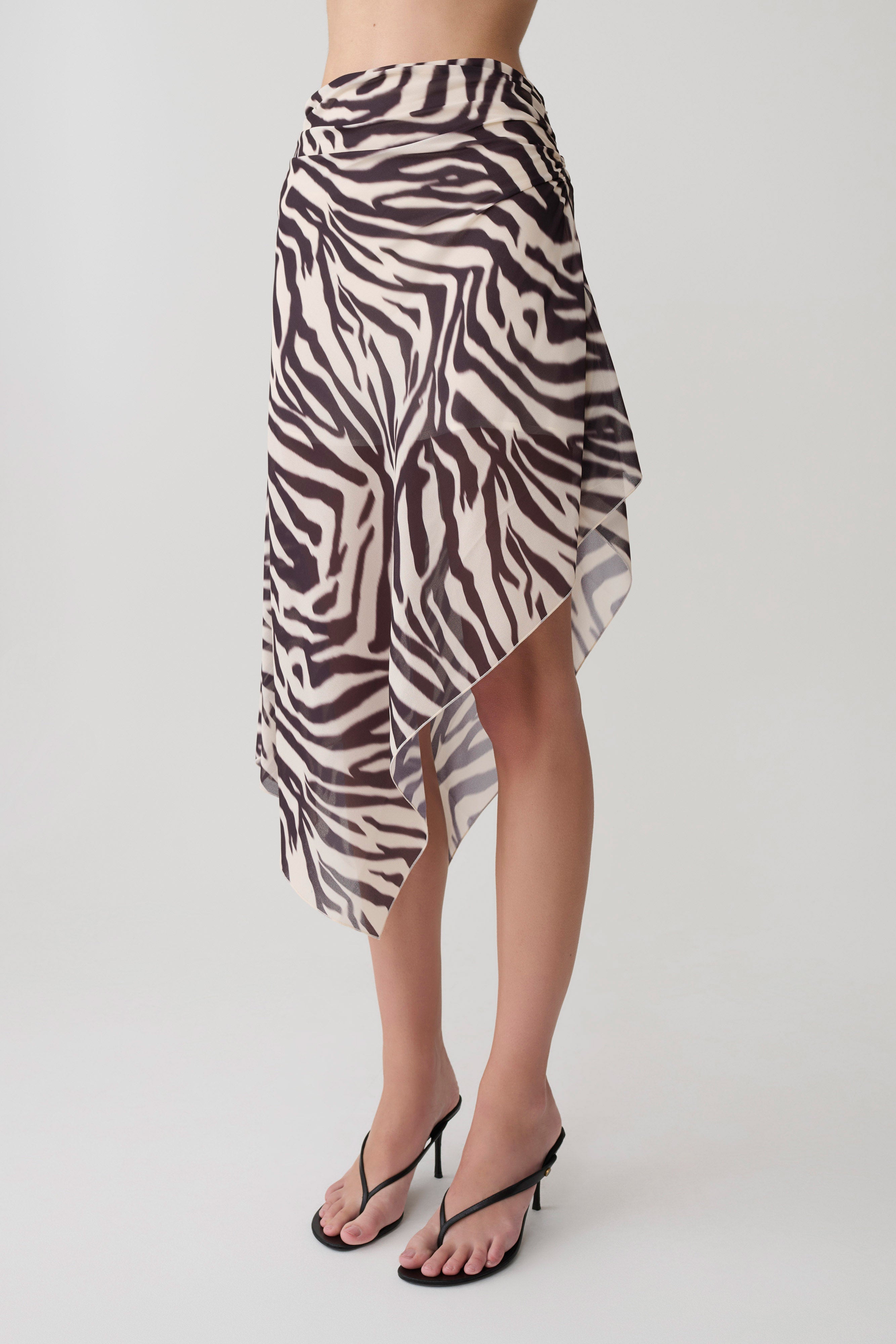 Lana Chiffon Midi Skirt - Abstract Zebra Print