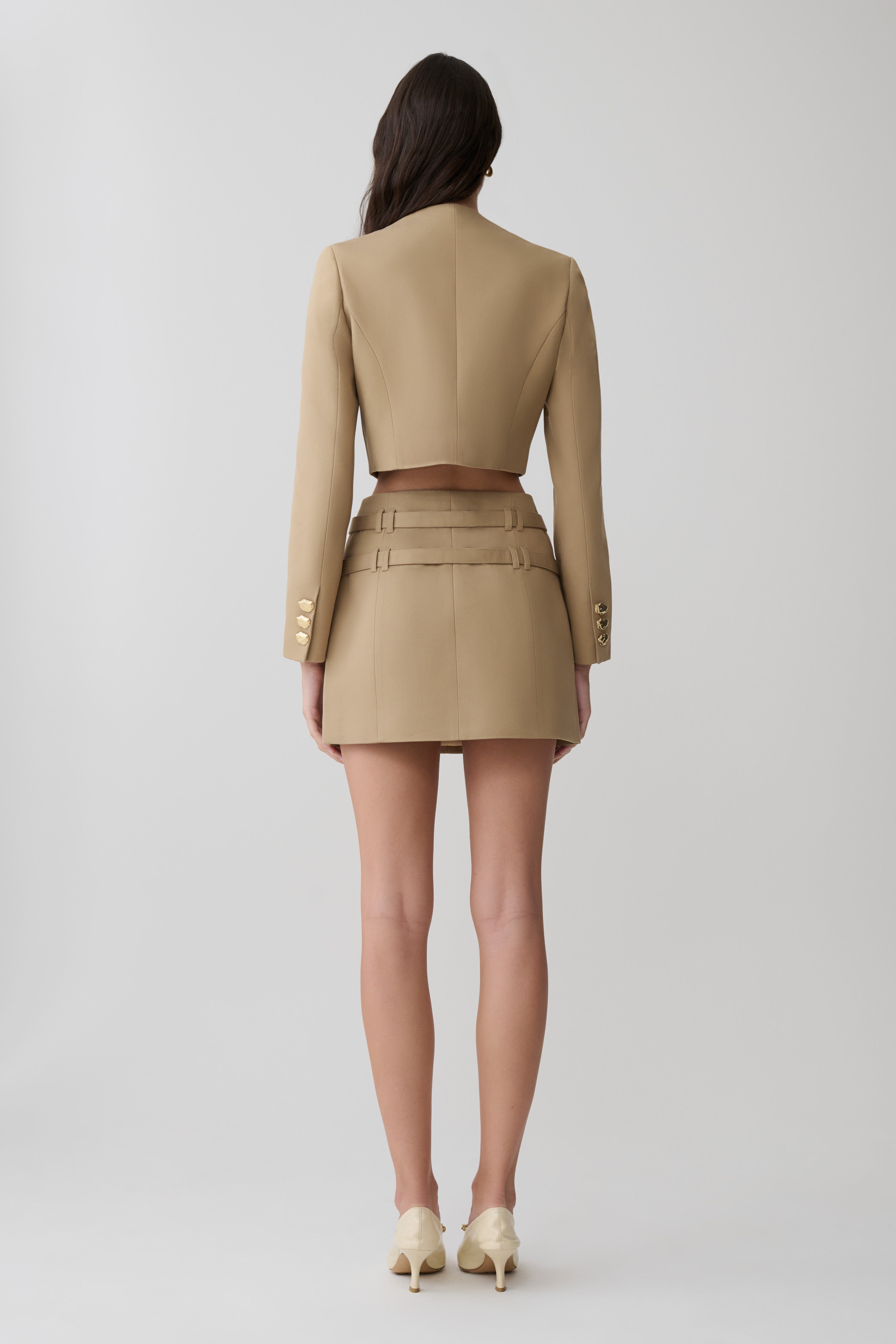 Marielle Button Up Cropped Jacket - Taupe