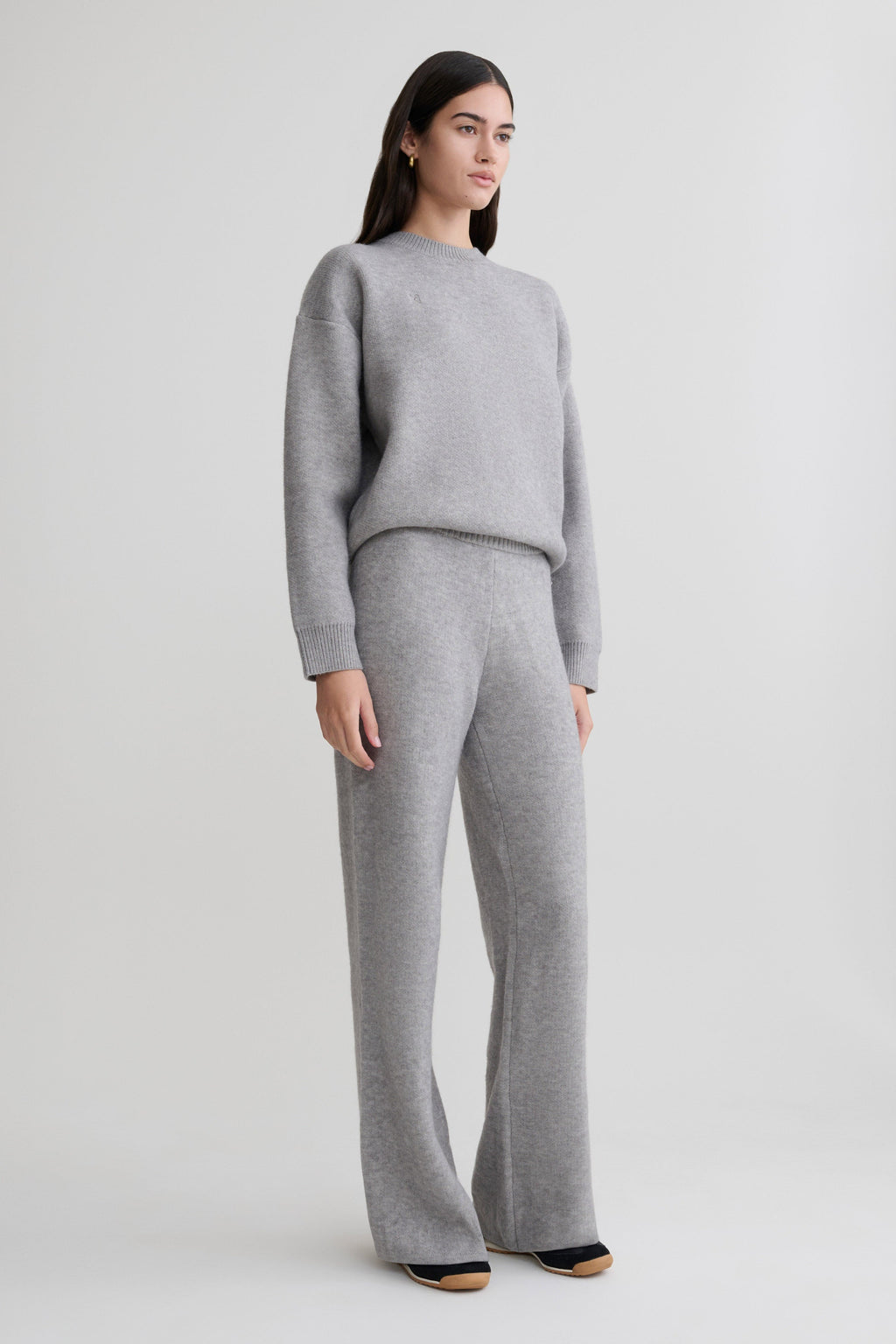 Evan Knit Wide Leg Pants - Grey Marle