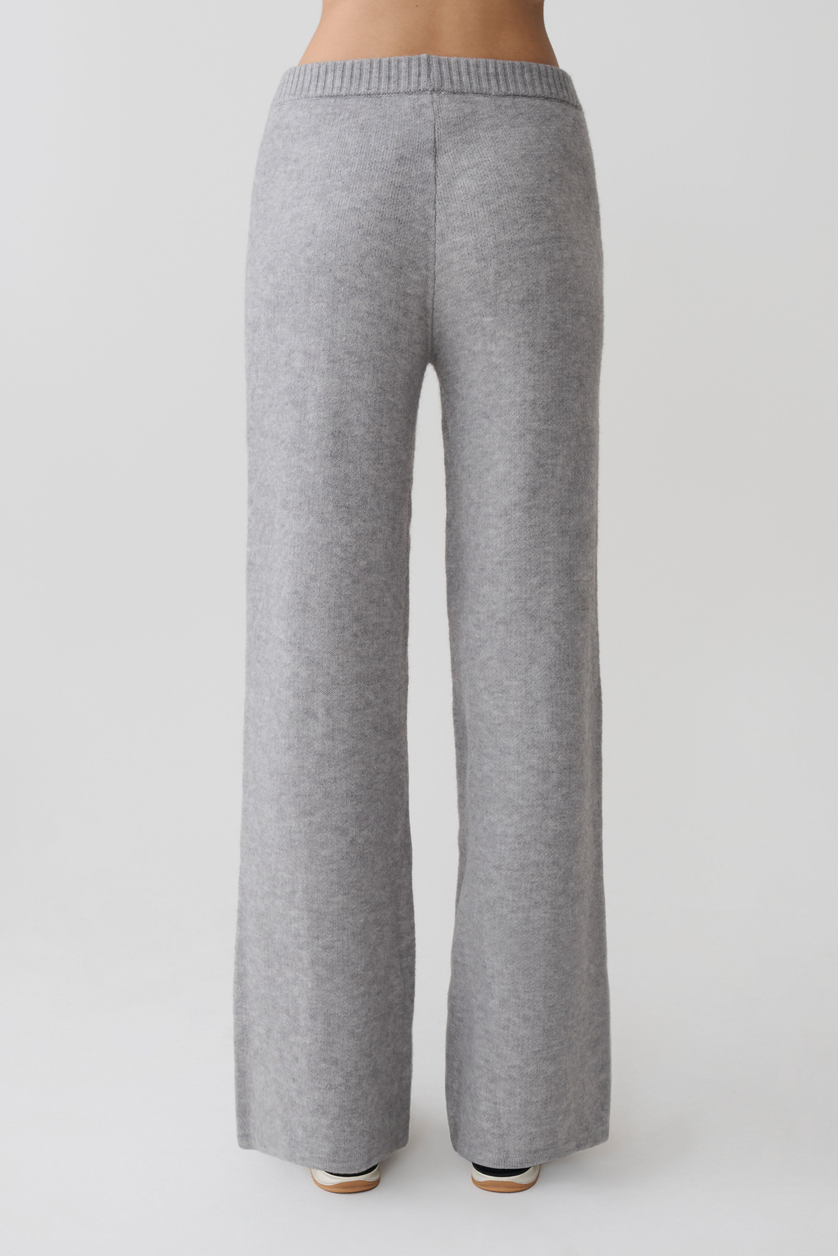 Evan Knit Wide Leg Pants - Grey Marle