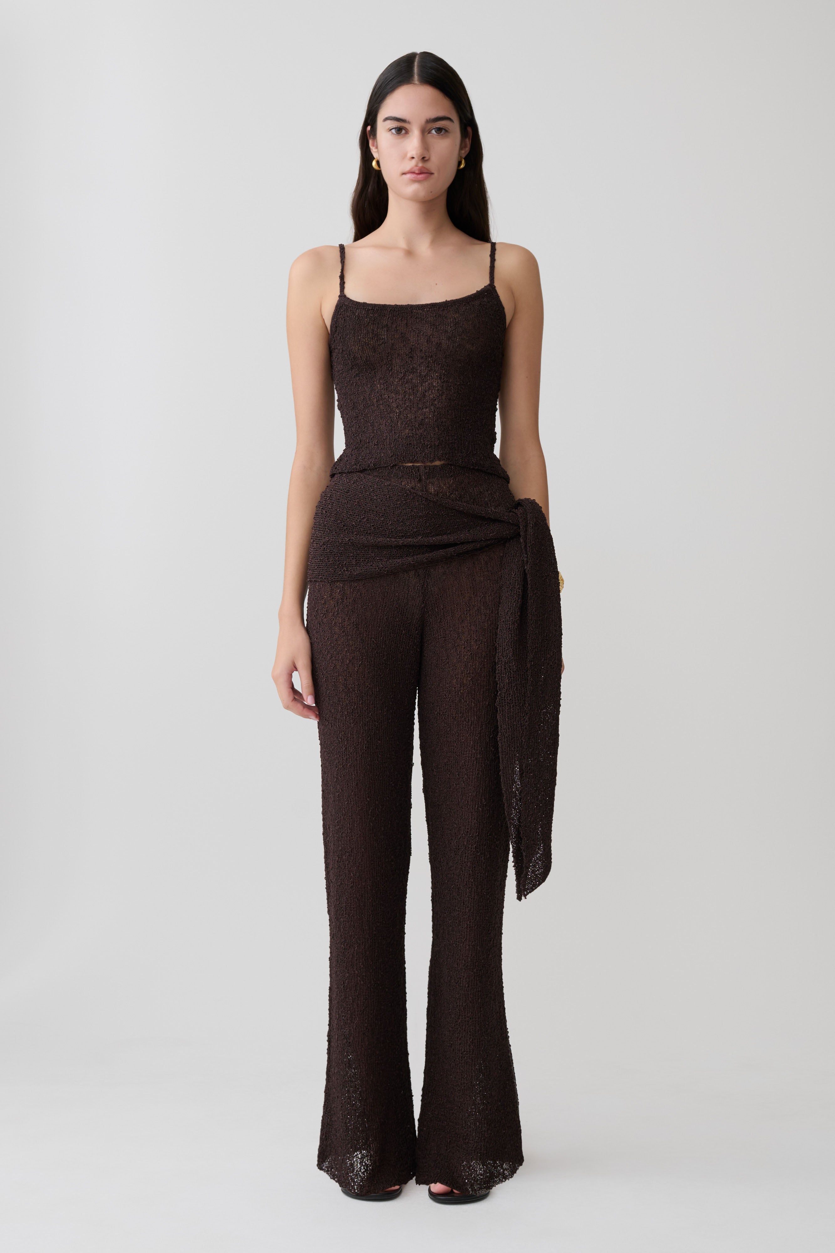 Mattais Boucle Knit Top - Dark Chocolate