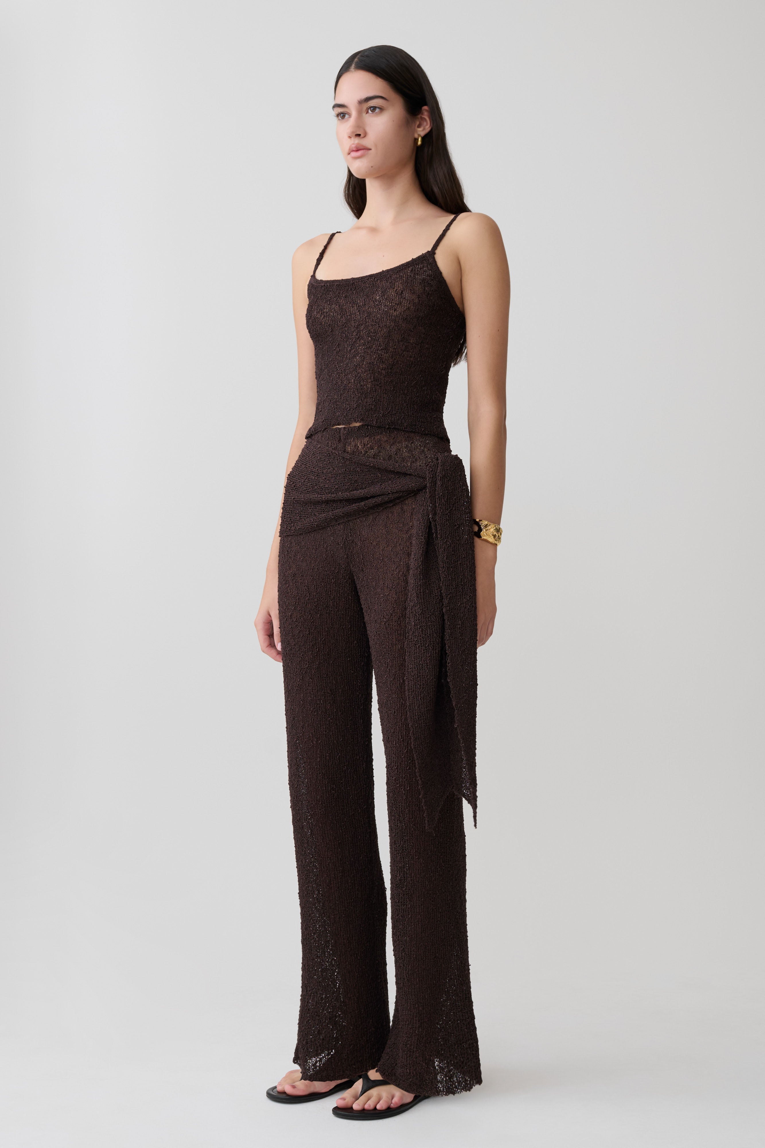 Mattais Boucle Knit Top - Dark Chocolate
