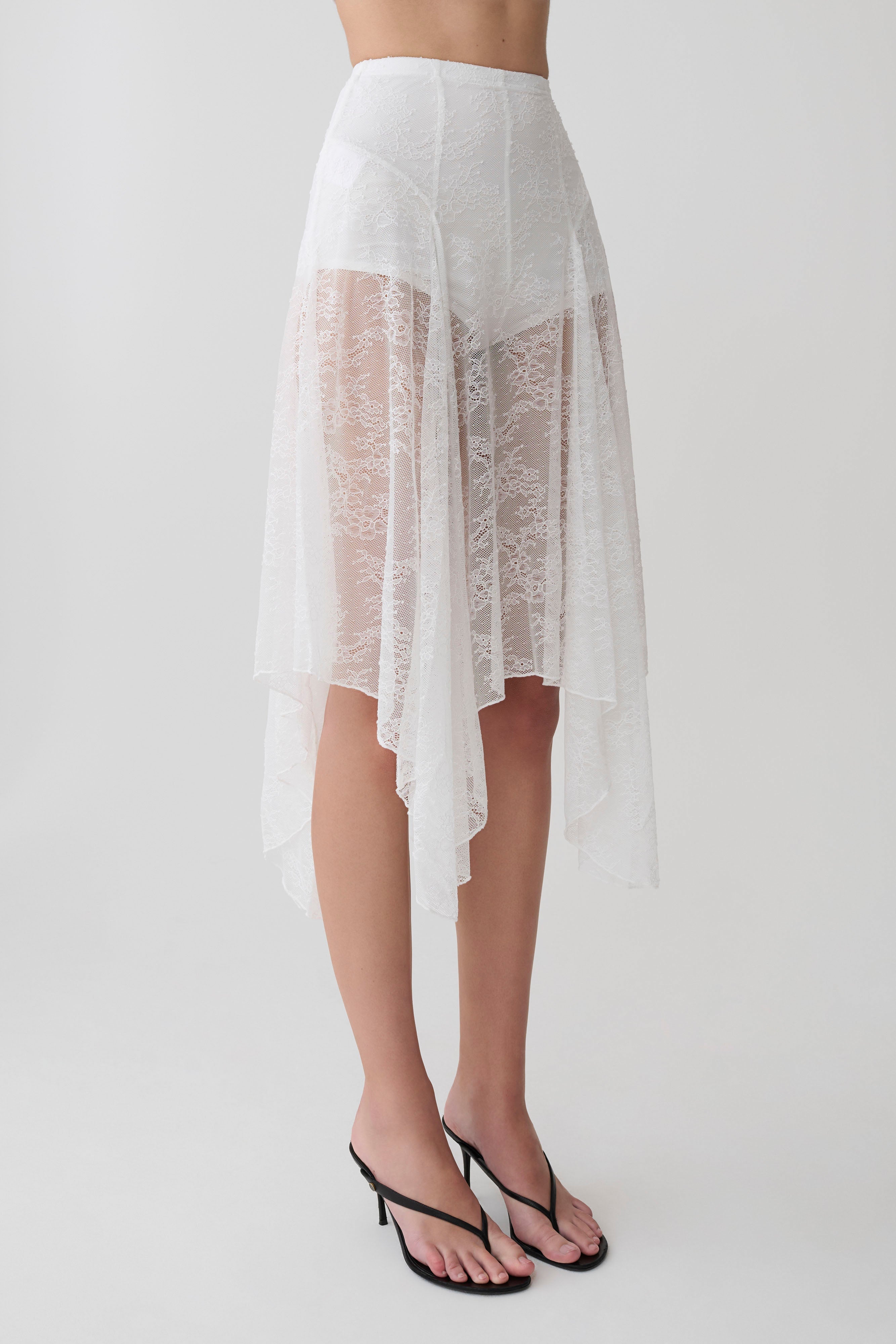 Haime Lace Hankie Midi Skirt - Ivory