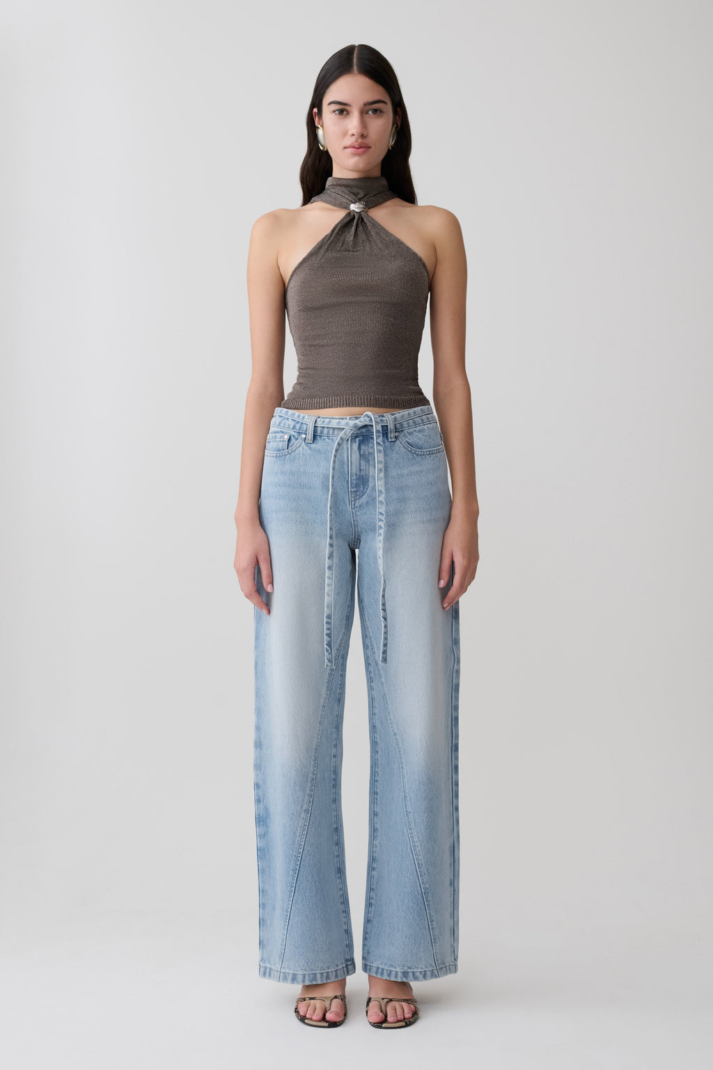 Nikki Lurex Top With Hardware - Gunmetal