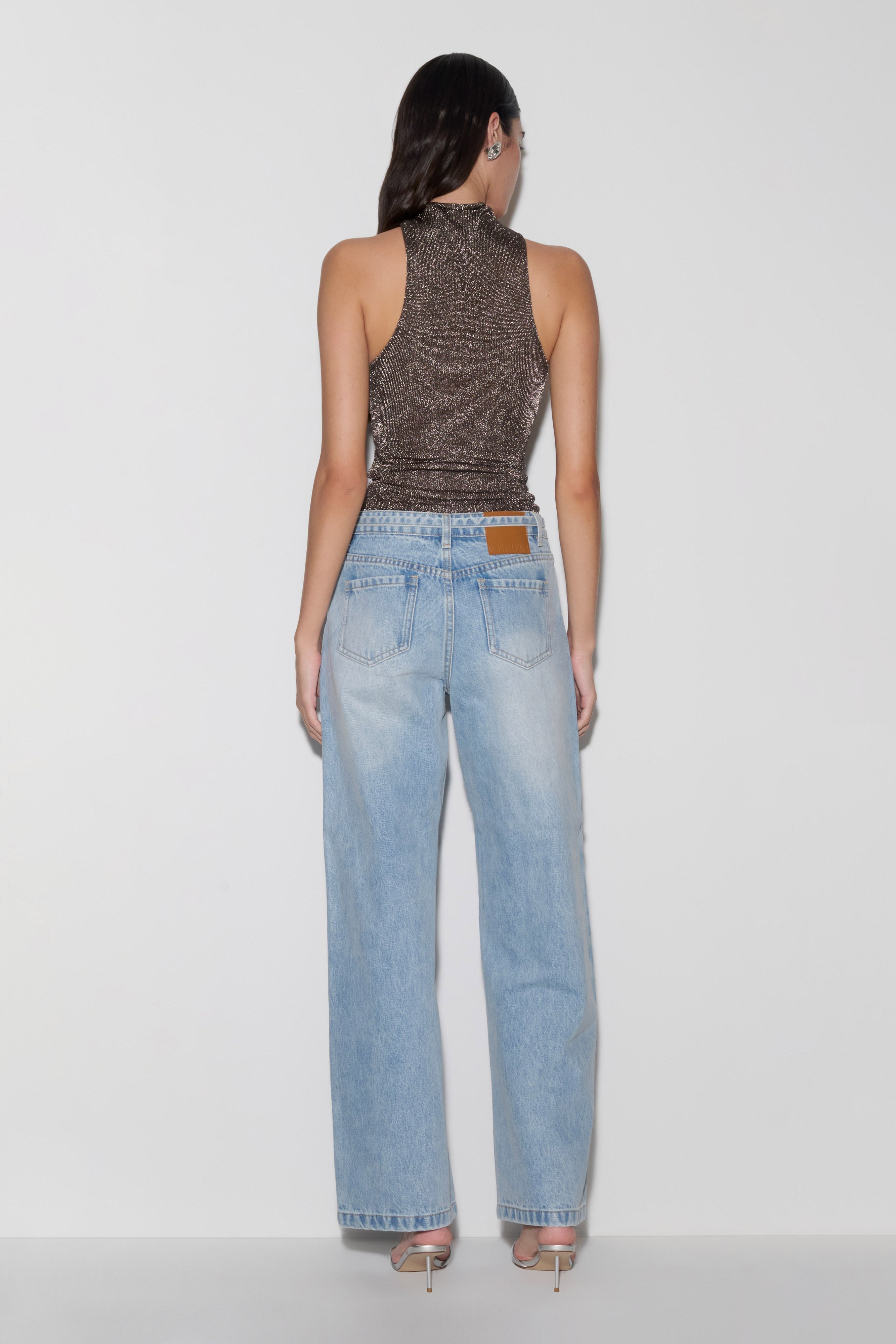 Nikki Lurex Top With Hardware - Gunmetal