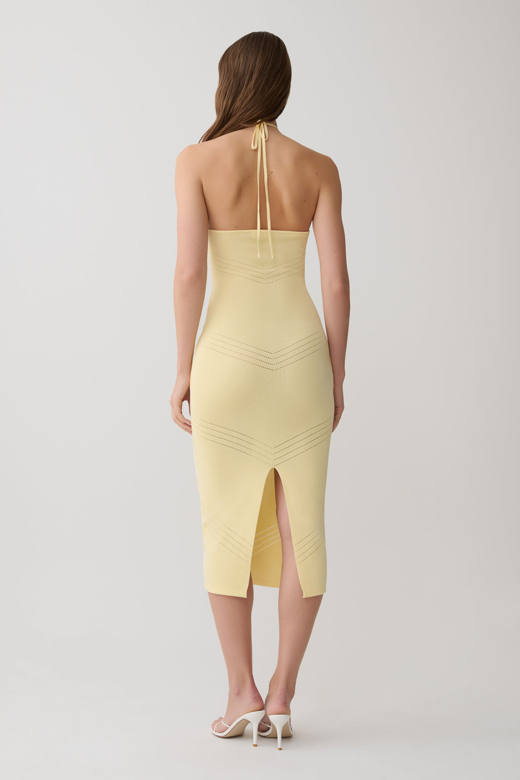 Penny Pointelle Midi Dress - Lemon