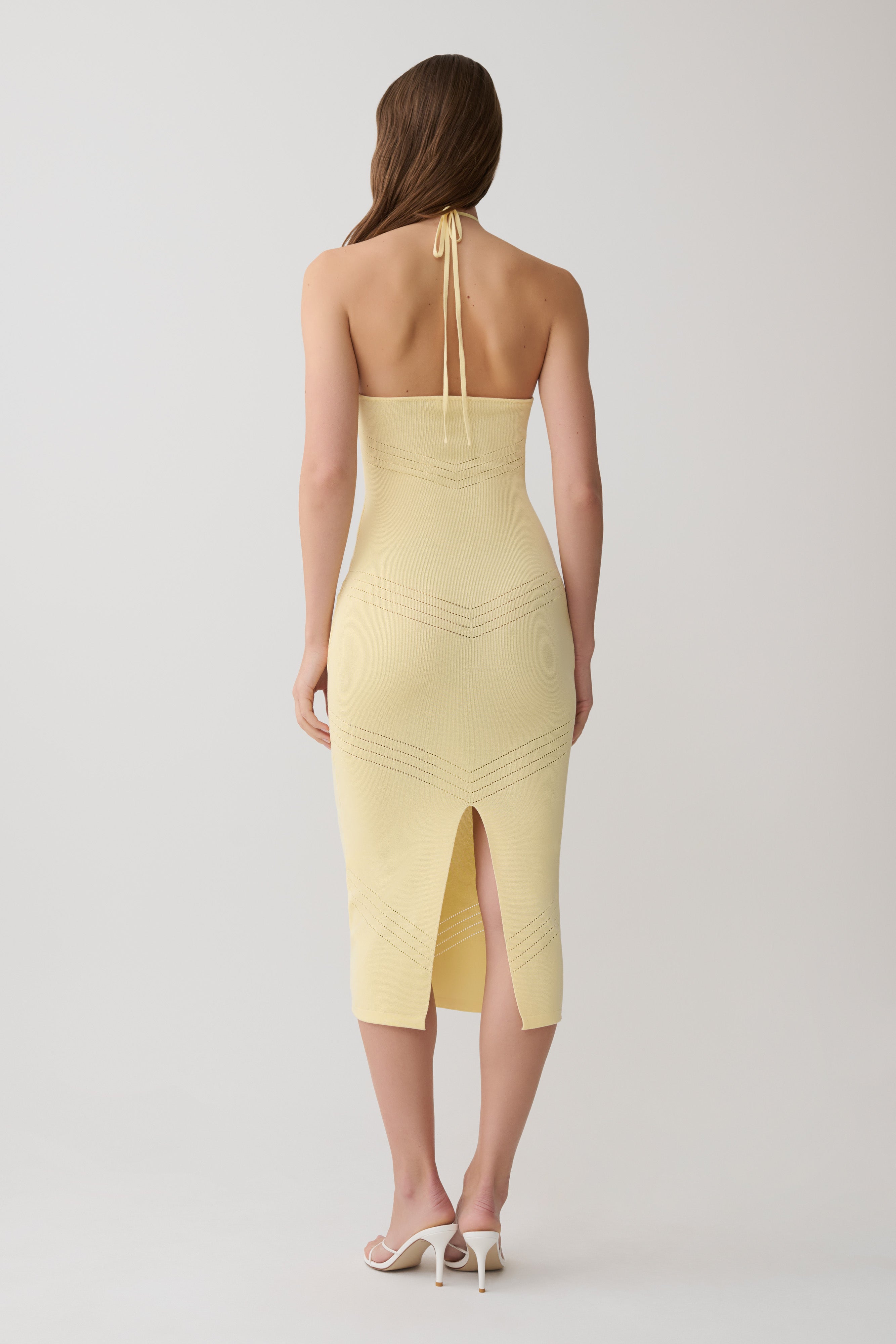 Penny Pointelle Midi Dress - Lemon