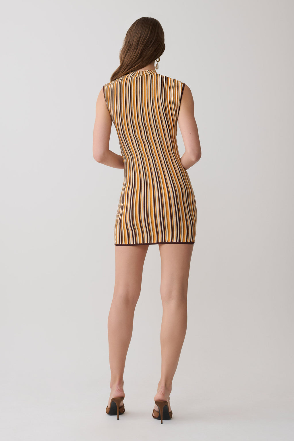 Meggie Striped Sleeveless Mini Dress - Orange/Chocolate