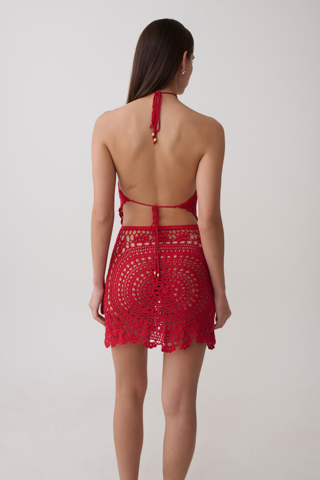 Marvin Crochet Halter Top - Red