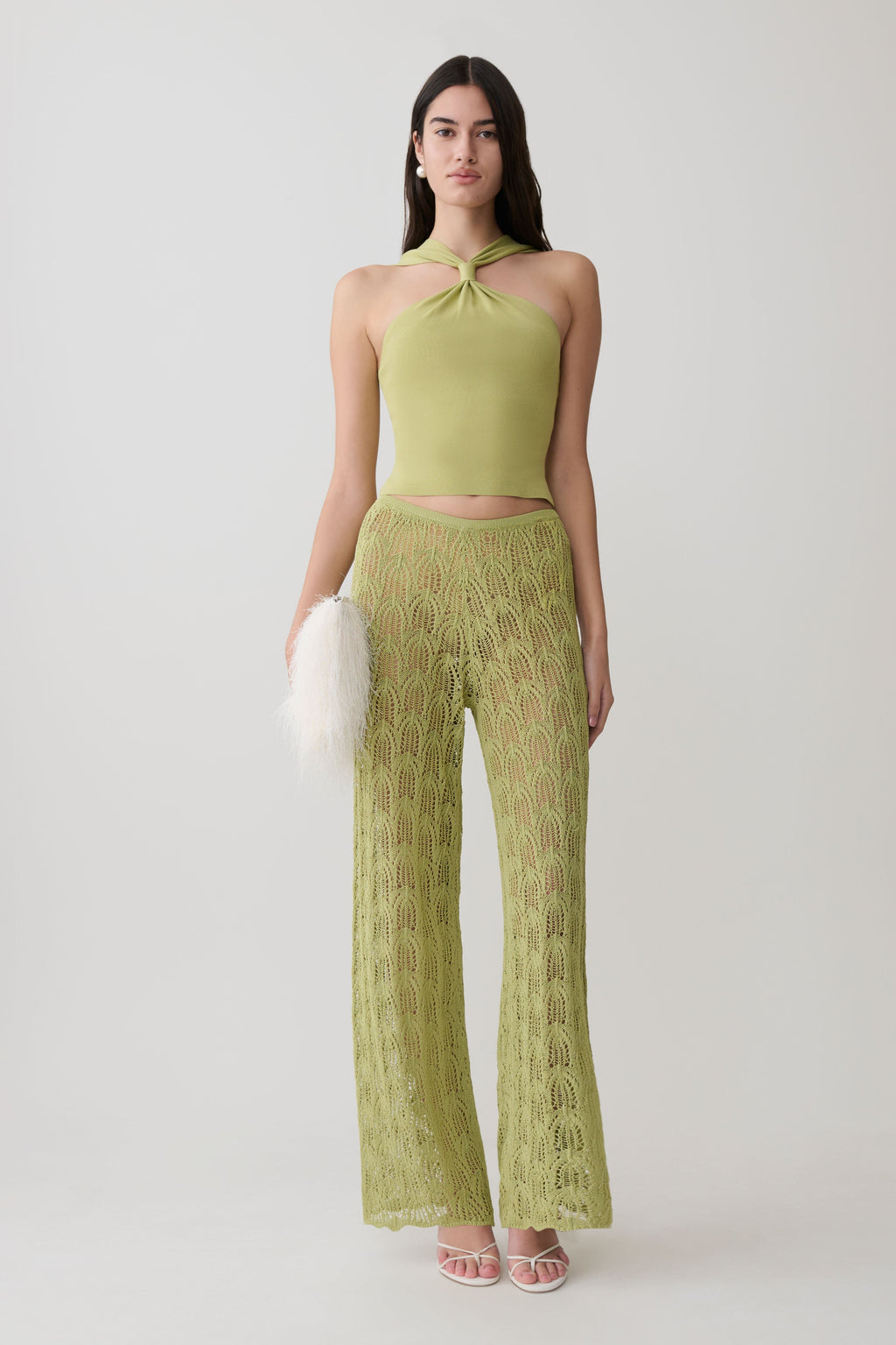 Angelika Twist Front Knit Top - Light Olive