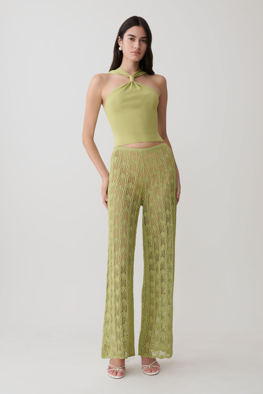 Glinda Crochet Pants - Light Olive