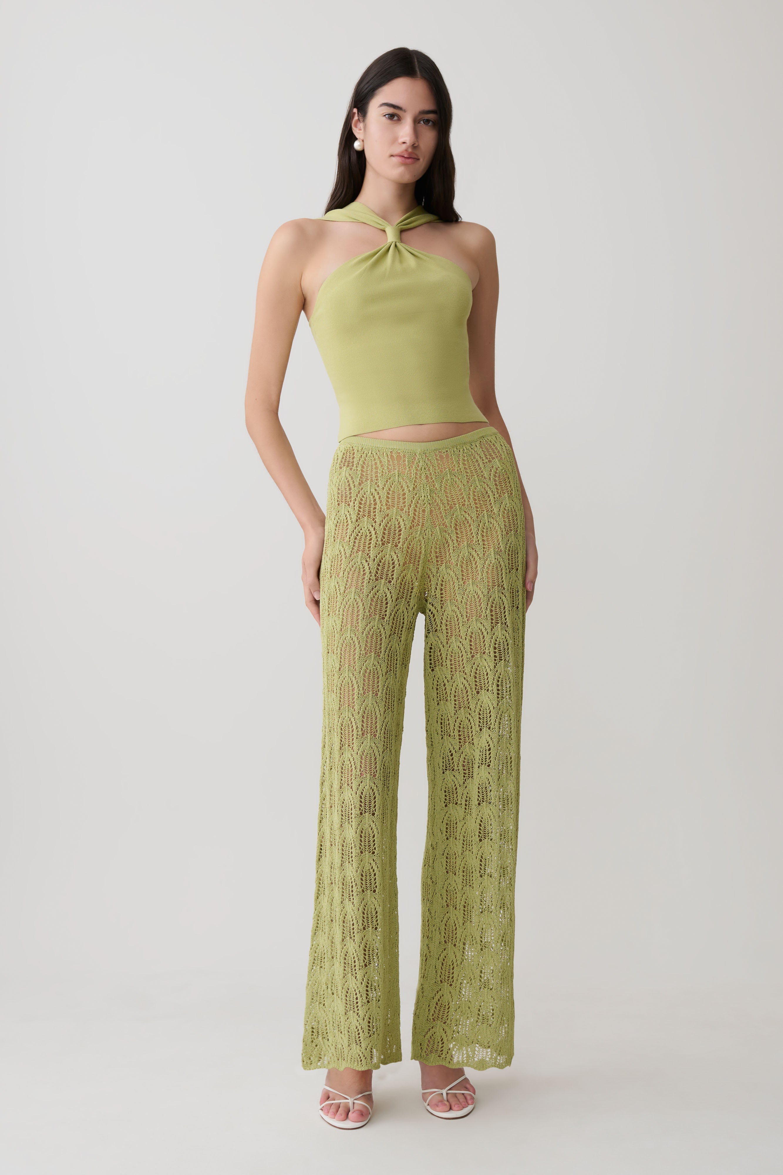 Glinda Crochet Pants - Light Olive