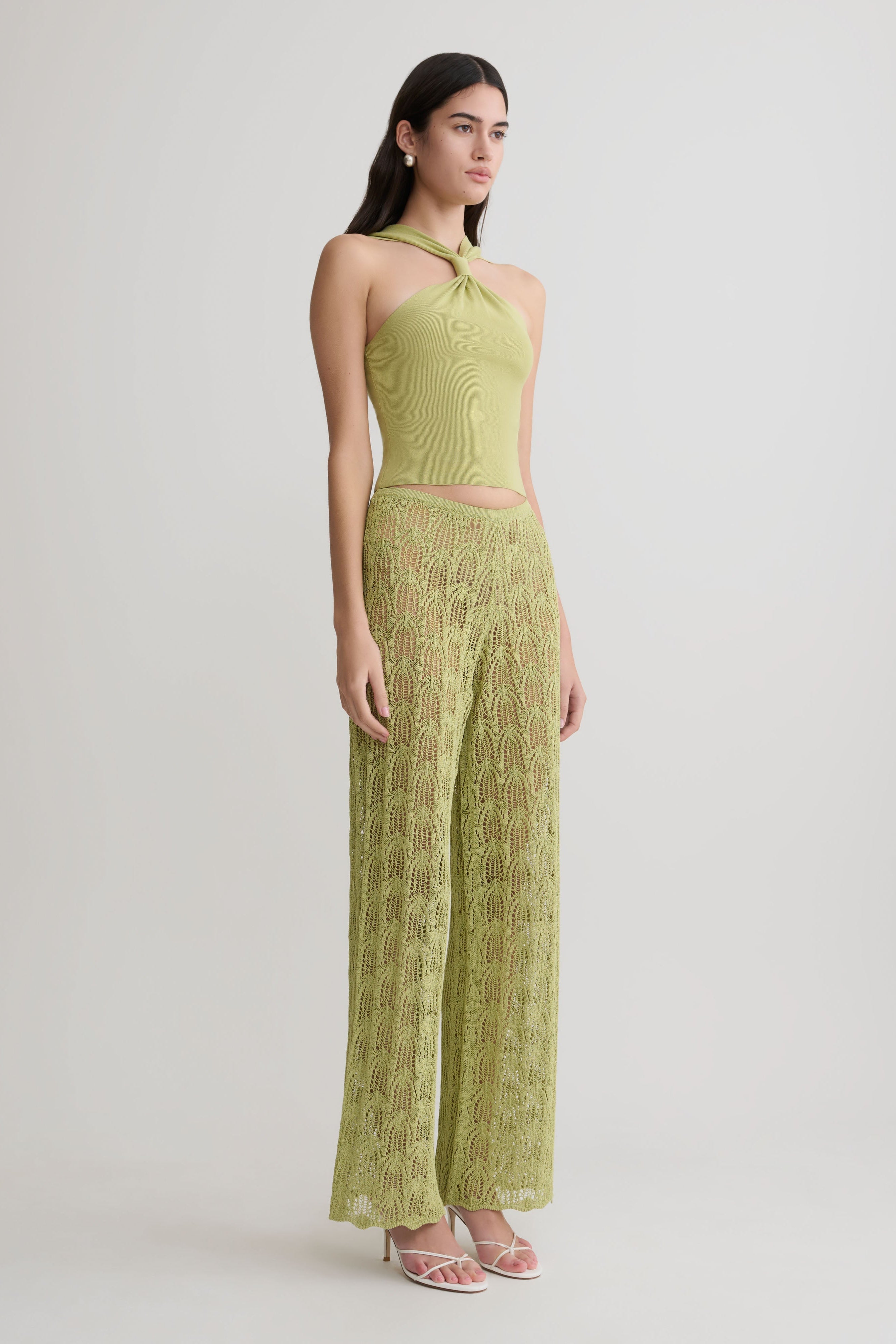 Glinda Crochet Pants - Light Olive