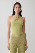 Angelika Twist Front Knit Top - Light Olive