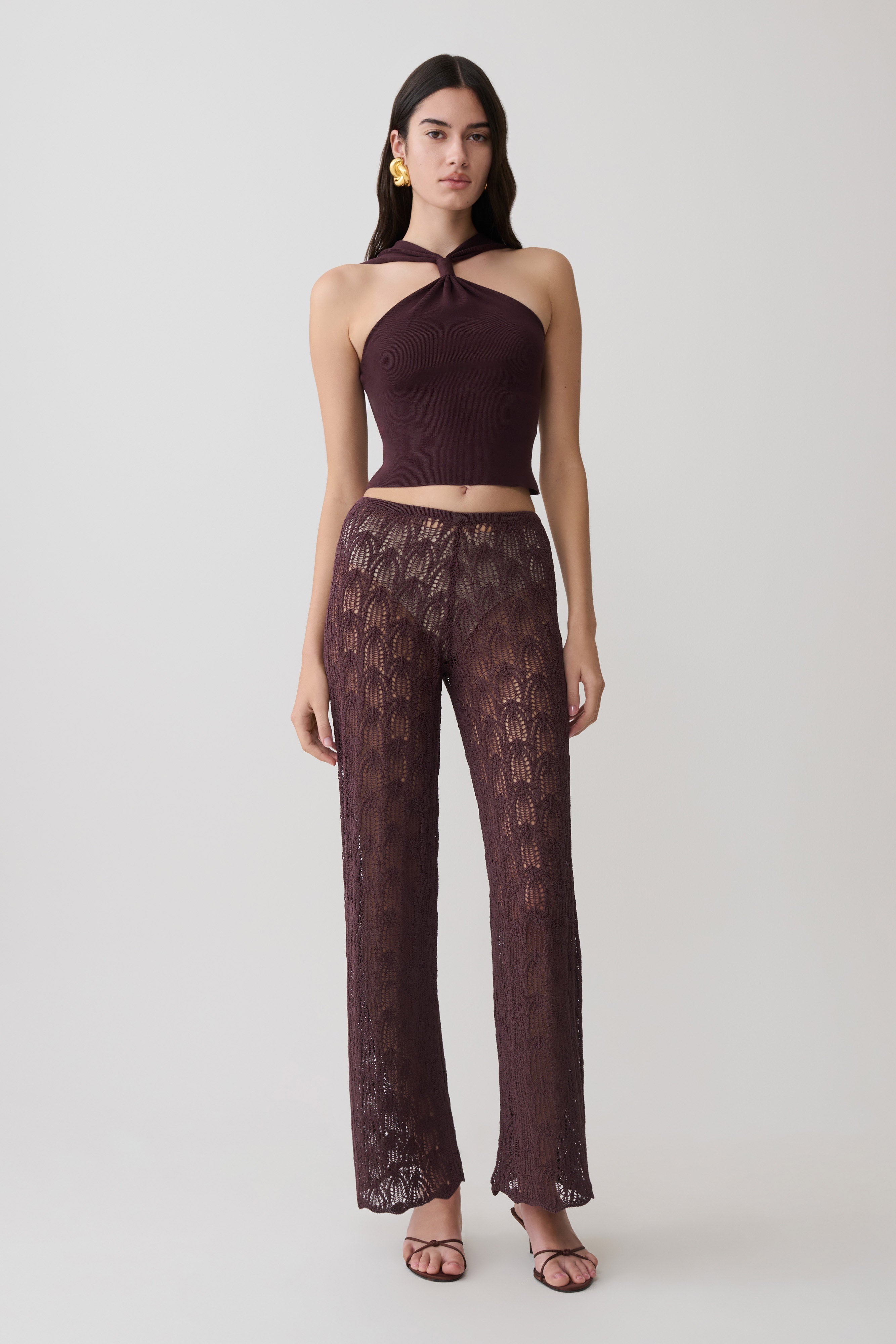 Glinda Crochet Pants - Chocolate