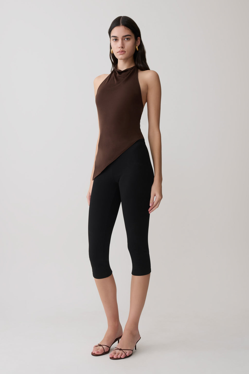 Clea Relaxed Sheer Halter Top - Espresso