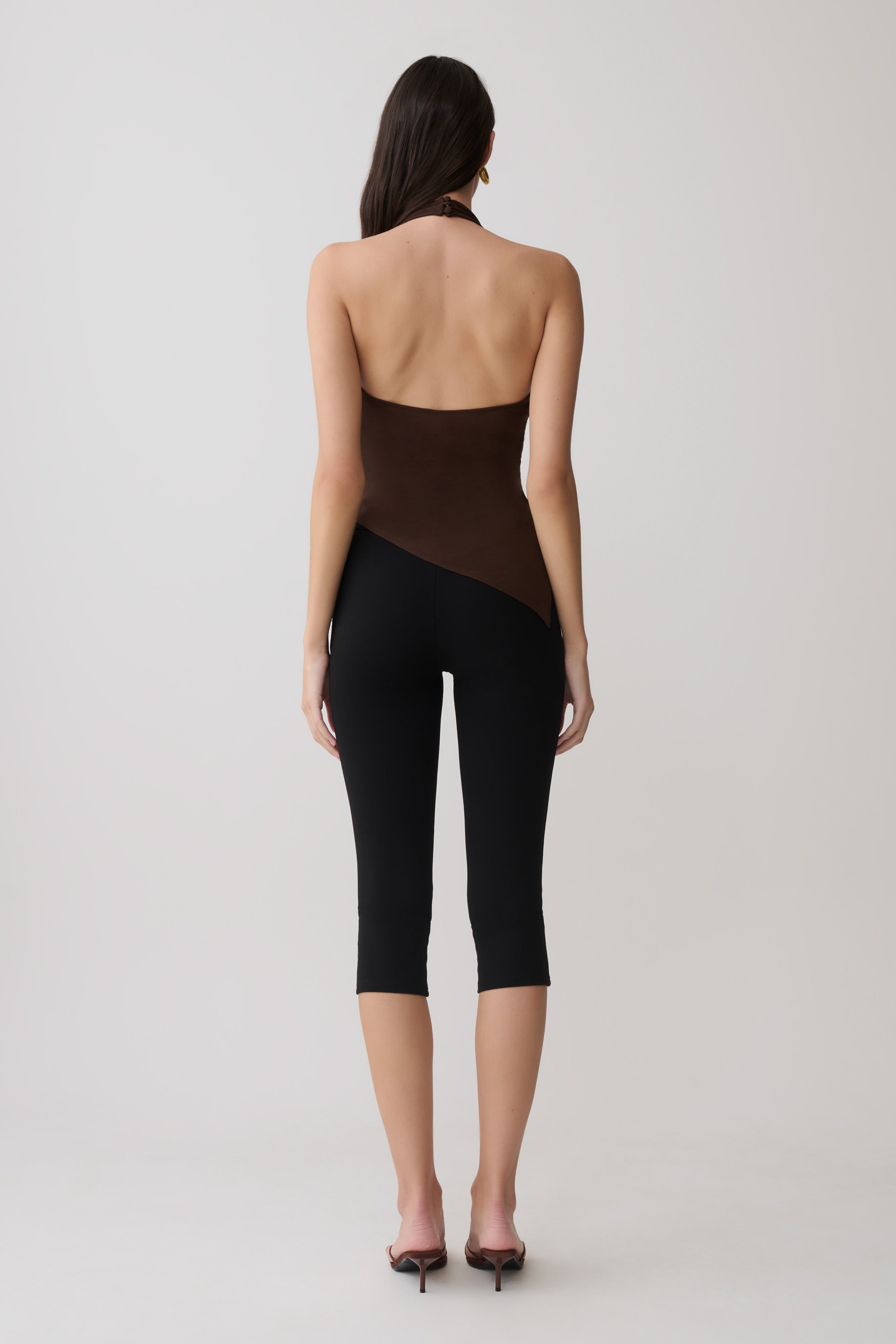 Clea Relaxed Sheer Halter Top - Espresso