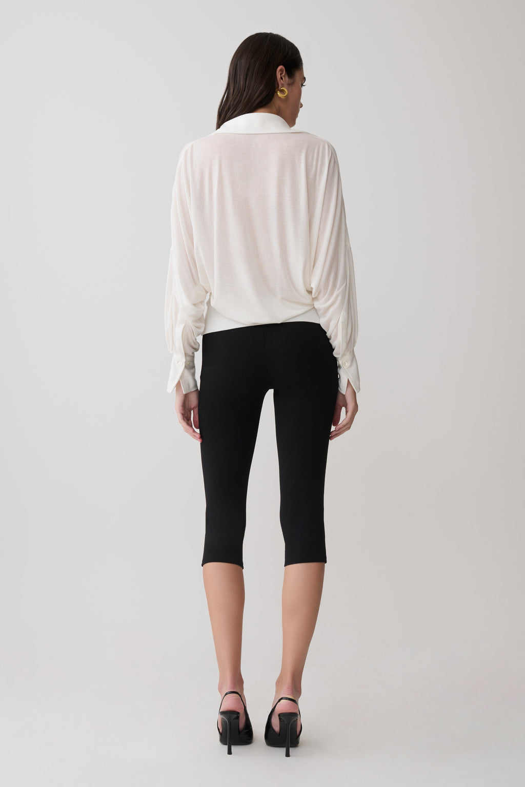 Berkley Draped Long Sleeve Shirt - White