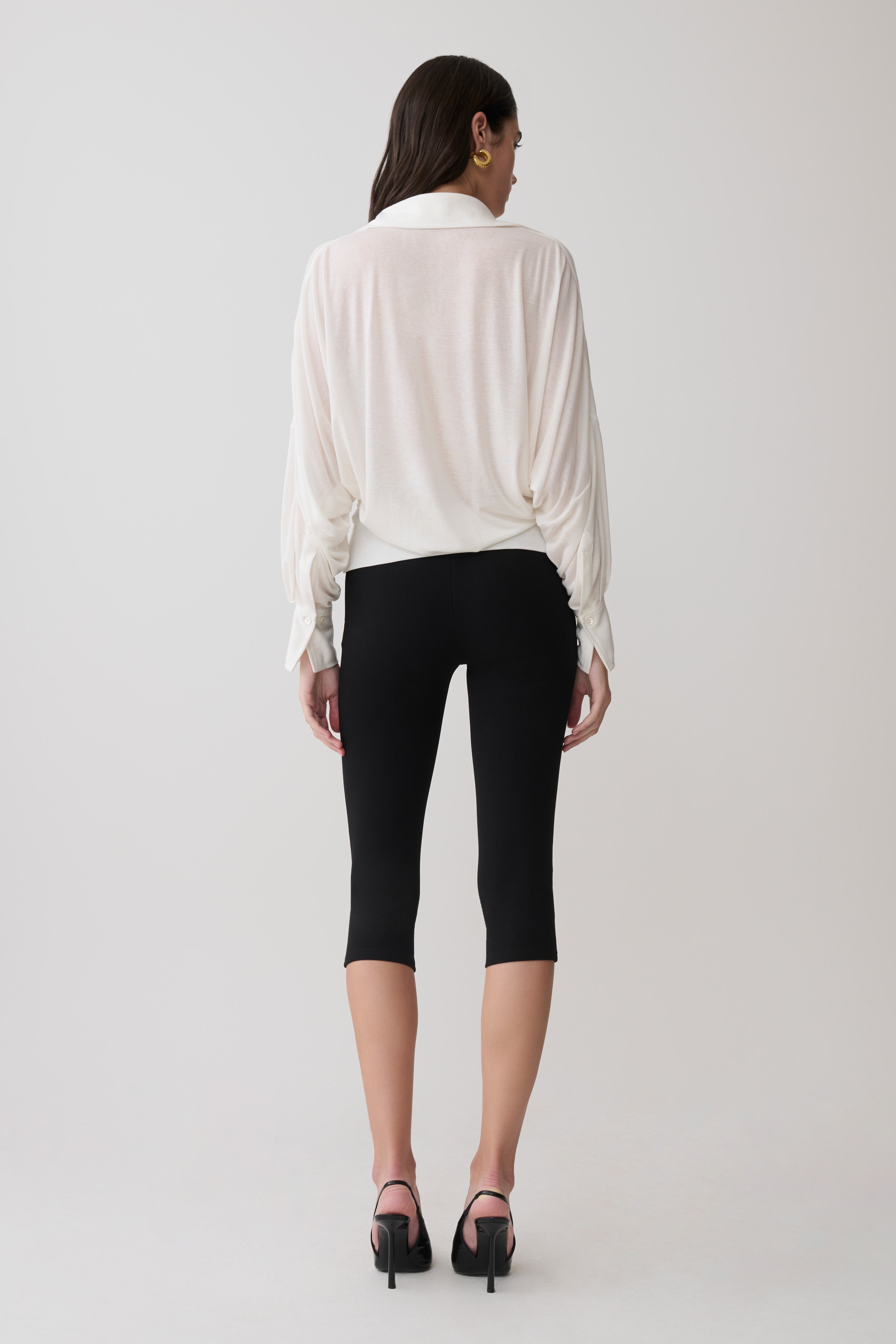 Berkley Draped Long Sleeve Shirt - White