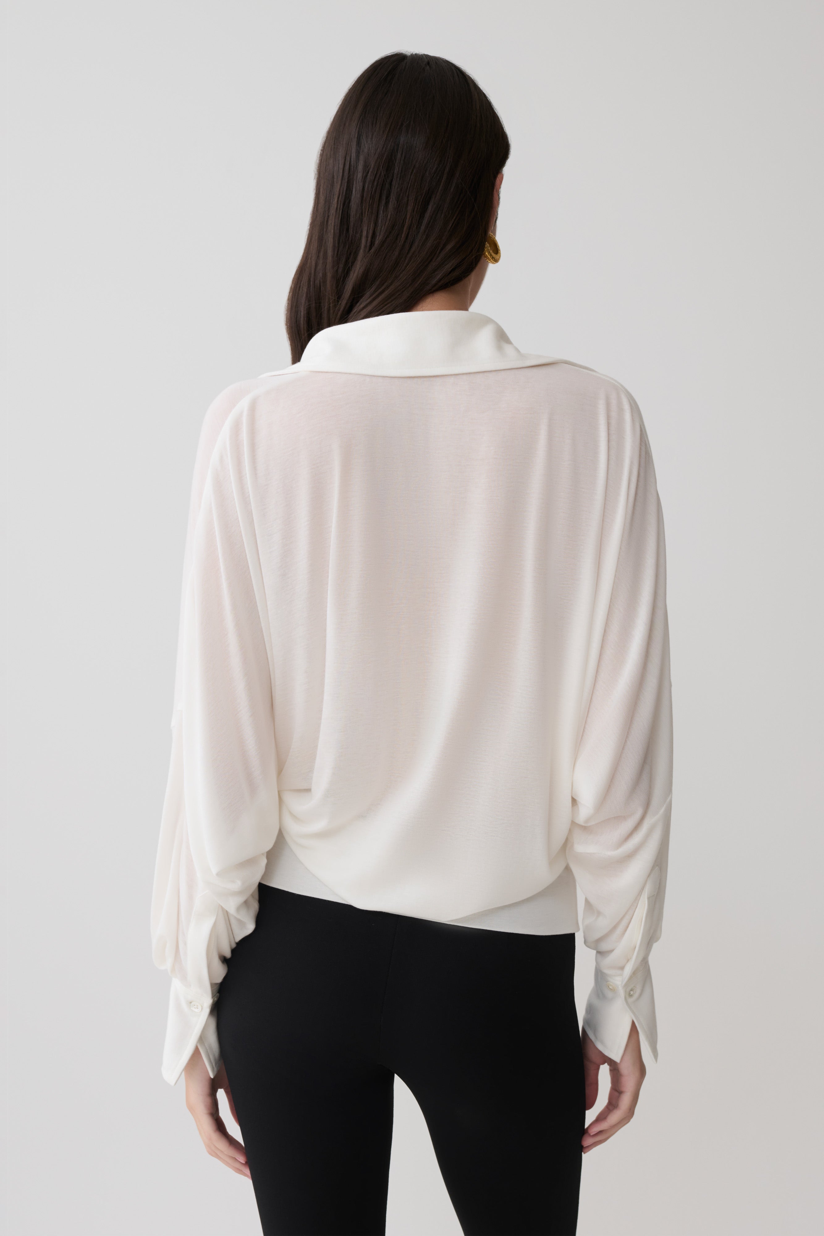 Berkley Draped Long Sleeve Shirt - White