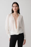 Berkley Draped Long Sleeve Shirt - White