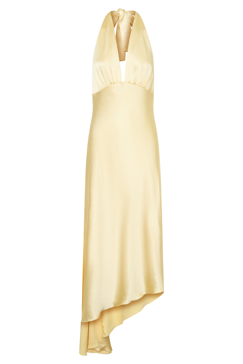 Adelie Asymmetric Hem Halter Midi Dress - Butter