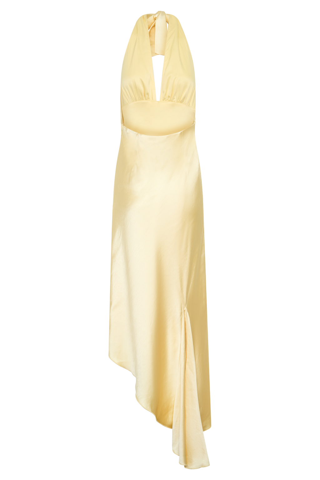 Adelie Asymmetric Hem Halter Midi Dress - Butter
