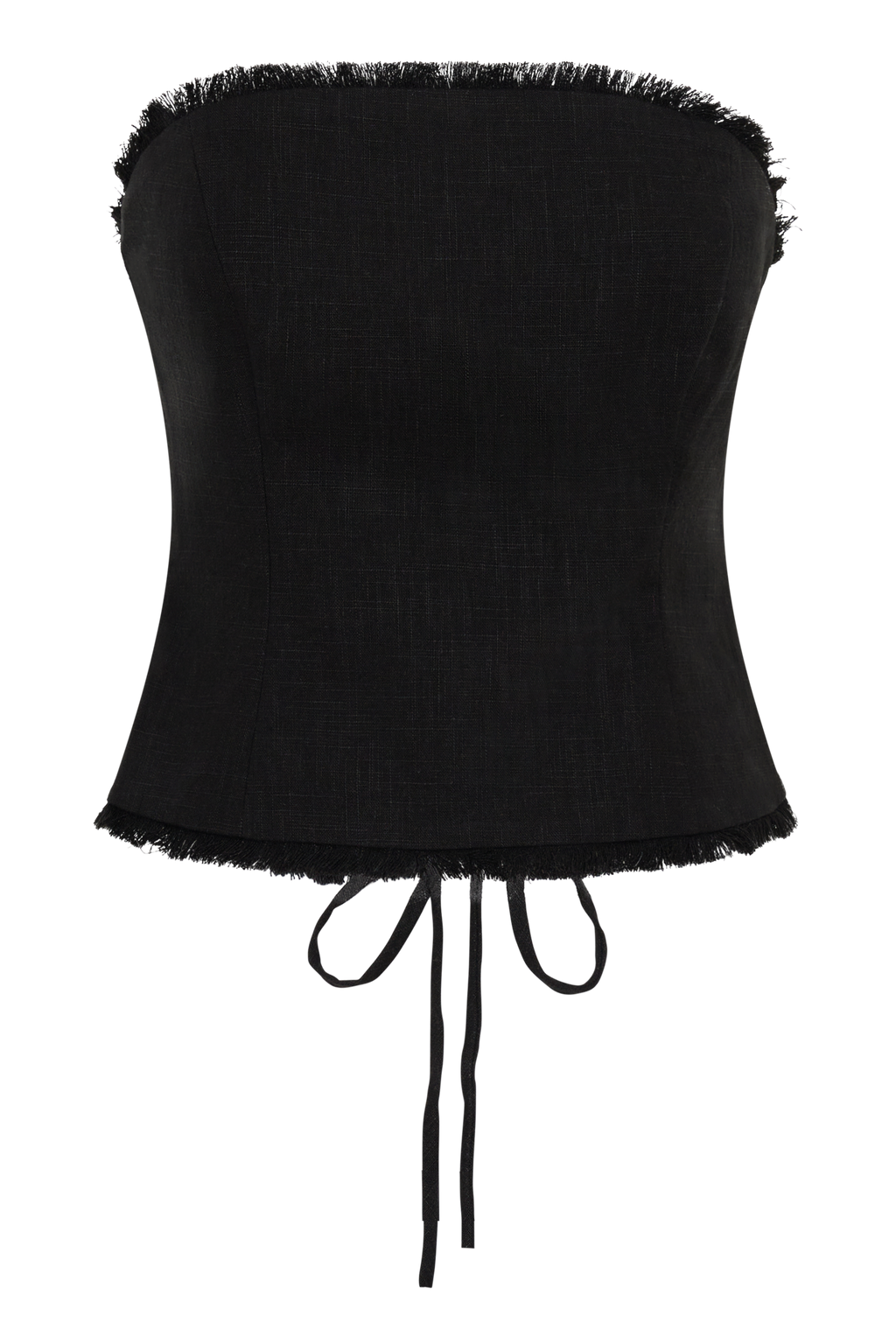 Annie Strapless Tie Back Linen Top - Black