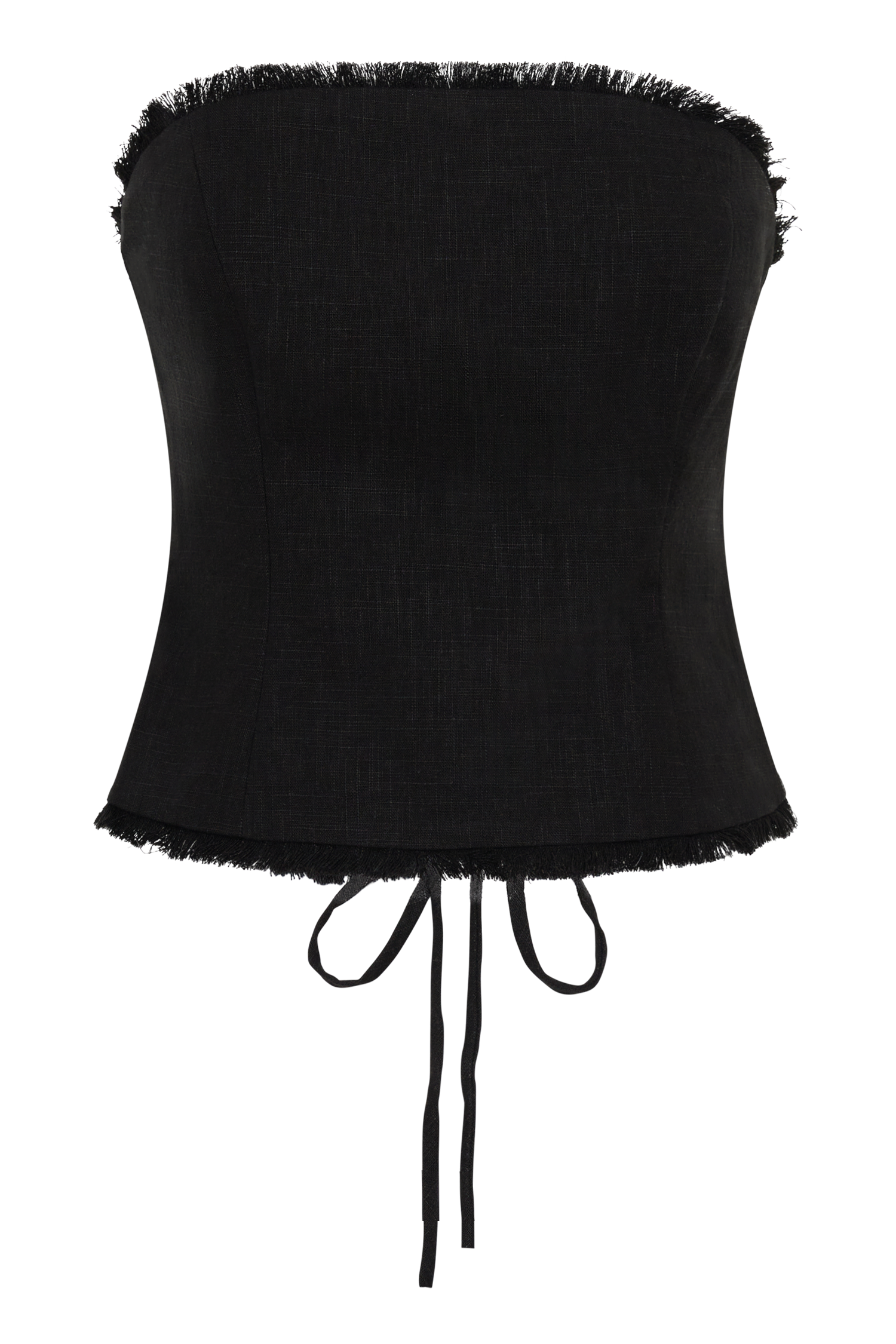 Annie Strapless Tie Back Linen Top - Black