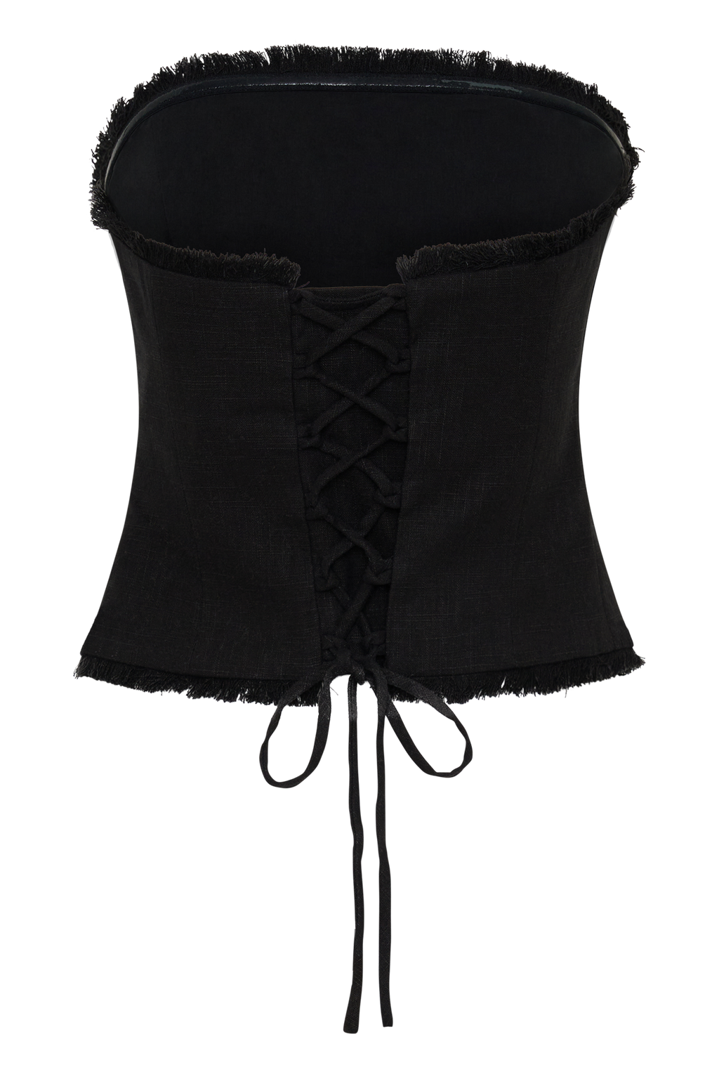 Annie Strapless Tie Back Linen Top - Black