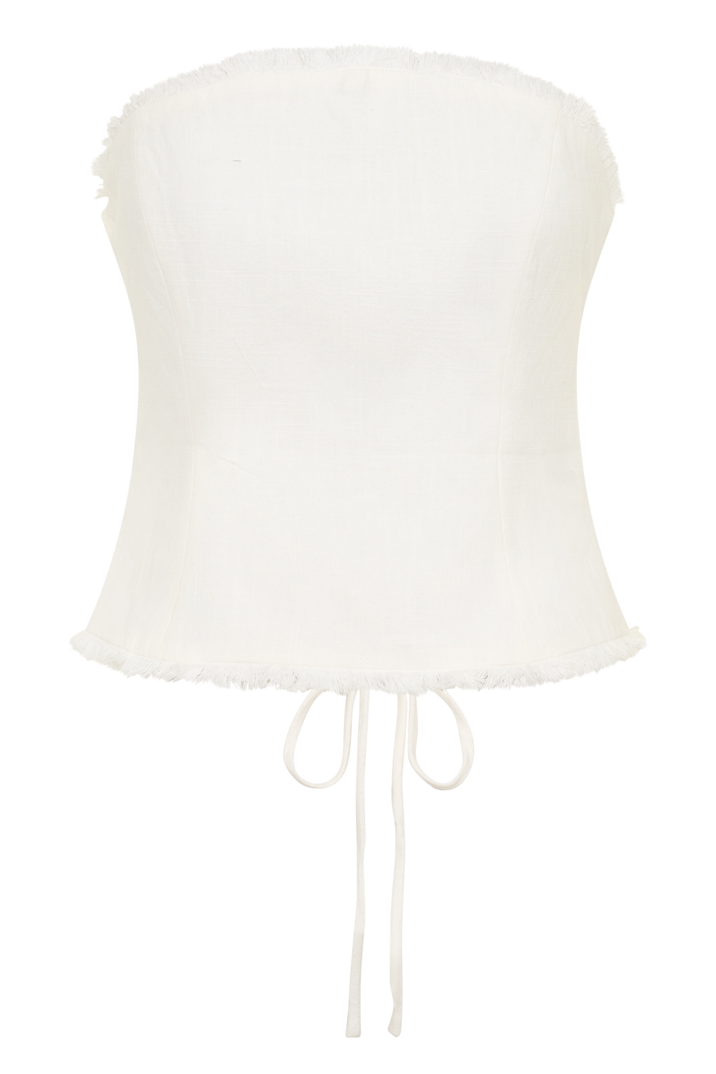 Annie Strapless Tie Back Linen Top - White