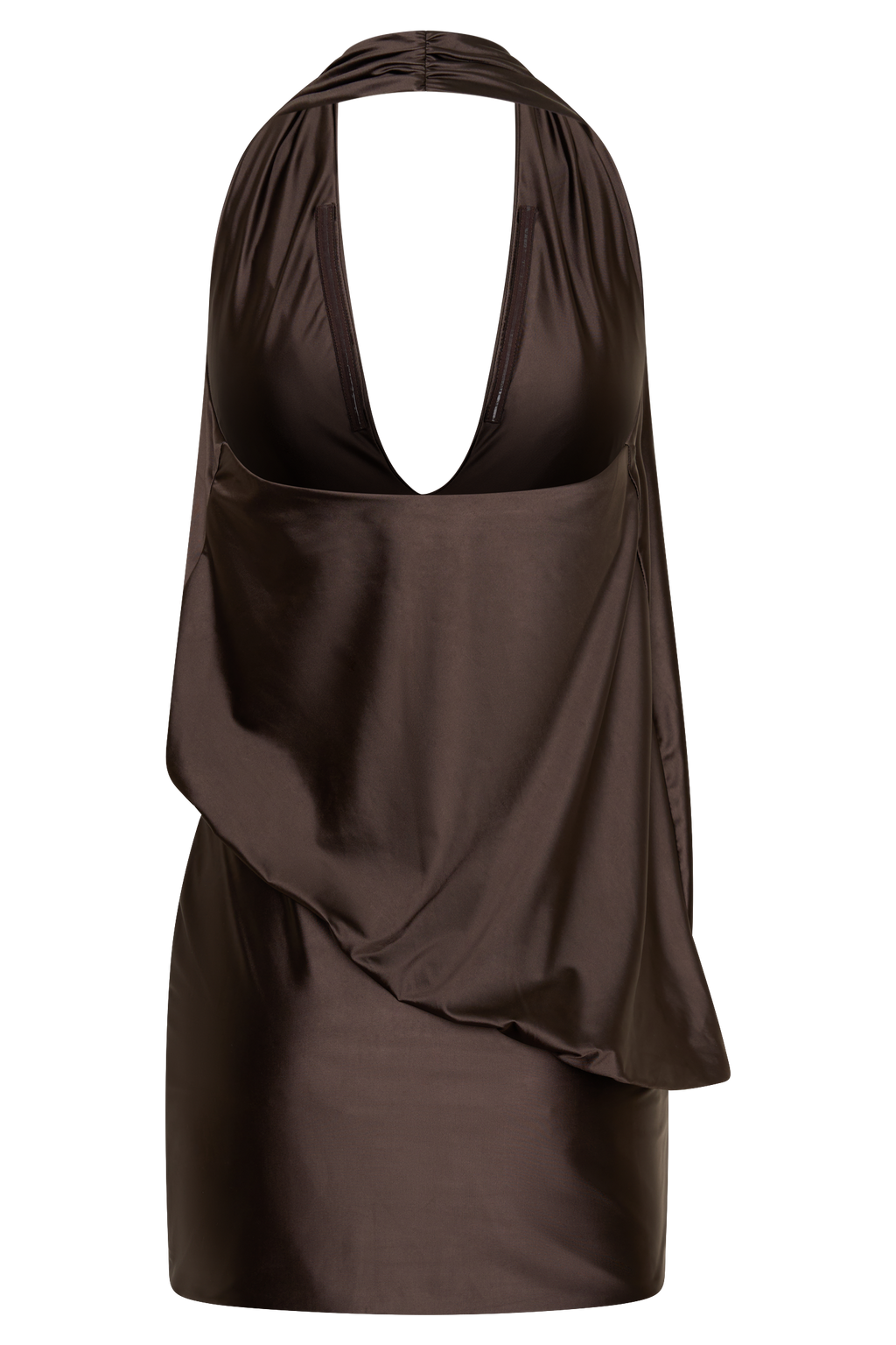 Arabel Draped Halter Mini Dress - Chocolate