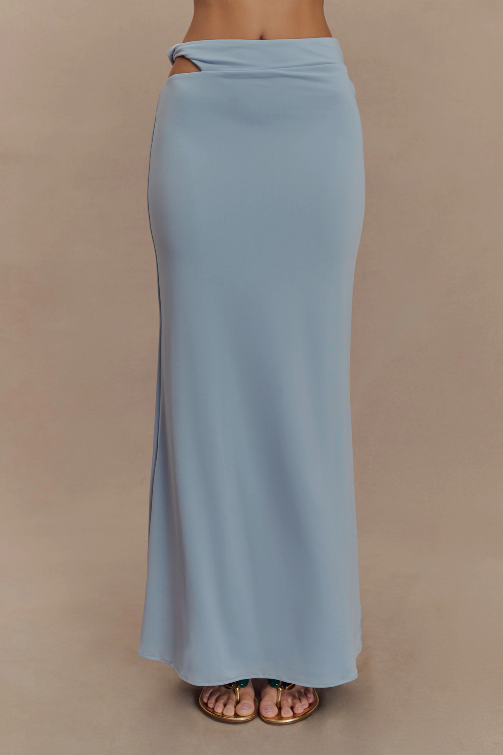 Haven Slinky Twist Midi Skirt - Pale Blue