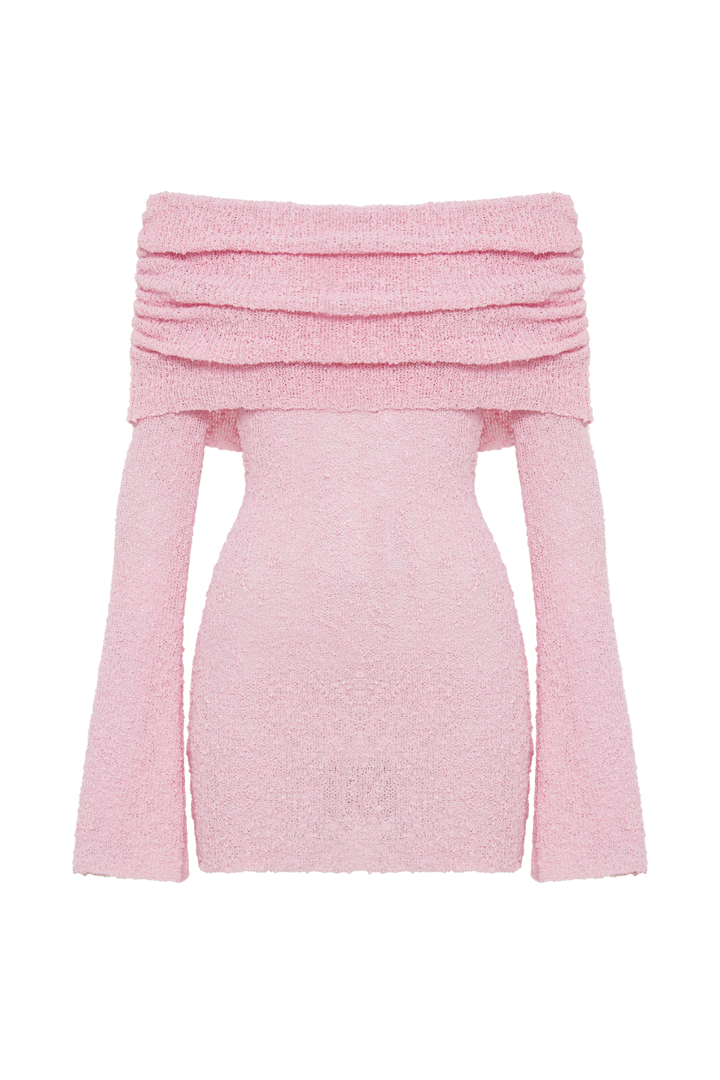 Marisol Off Shoulder Boucle Mini Dress - Baby Pink
