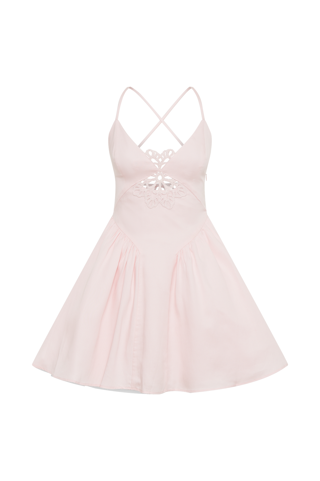 Muriel Mini Dress With Crochet - Powder Pink