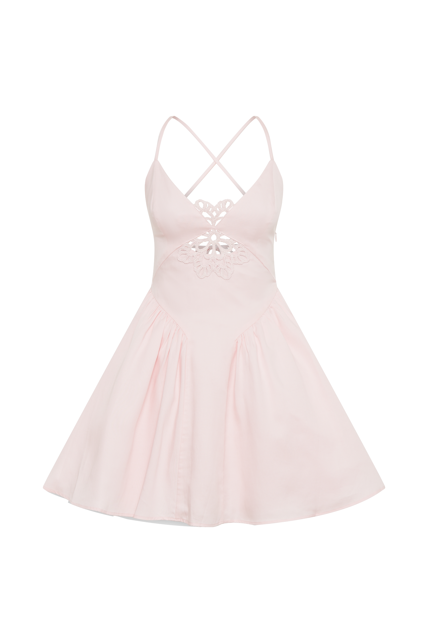 Muriel Mini Dress With Crochet - Powder Pink