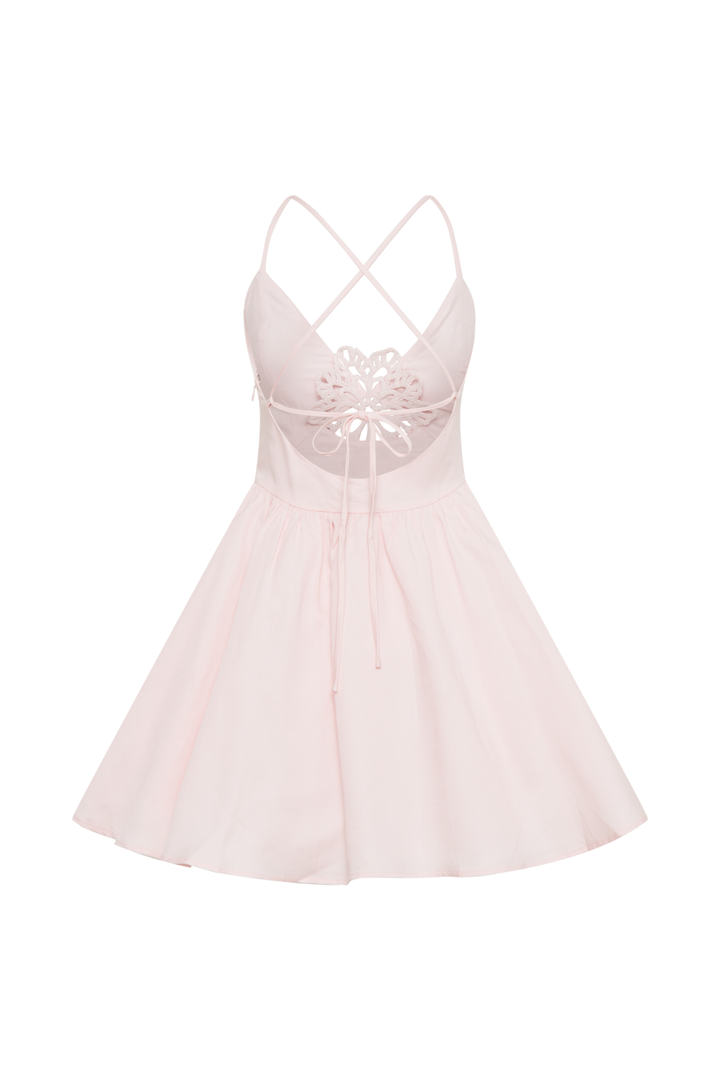 Muriel Mini Dress With Crochet - Powder Pink