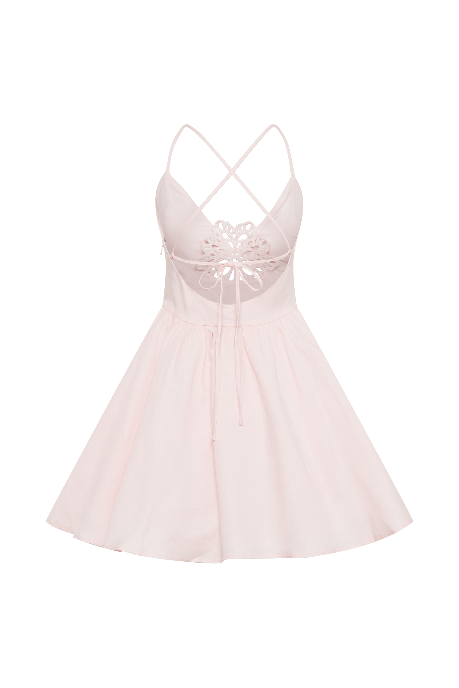 Muriel Mini Dress With Crochet - Powder Pink