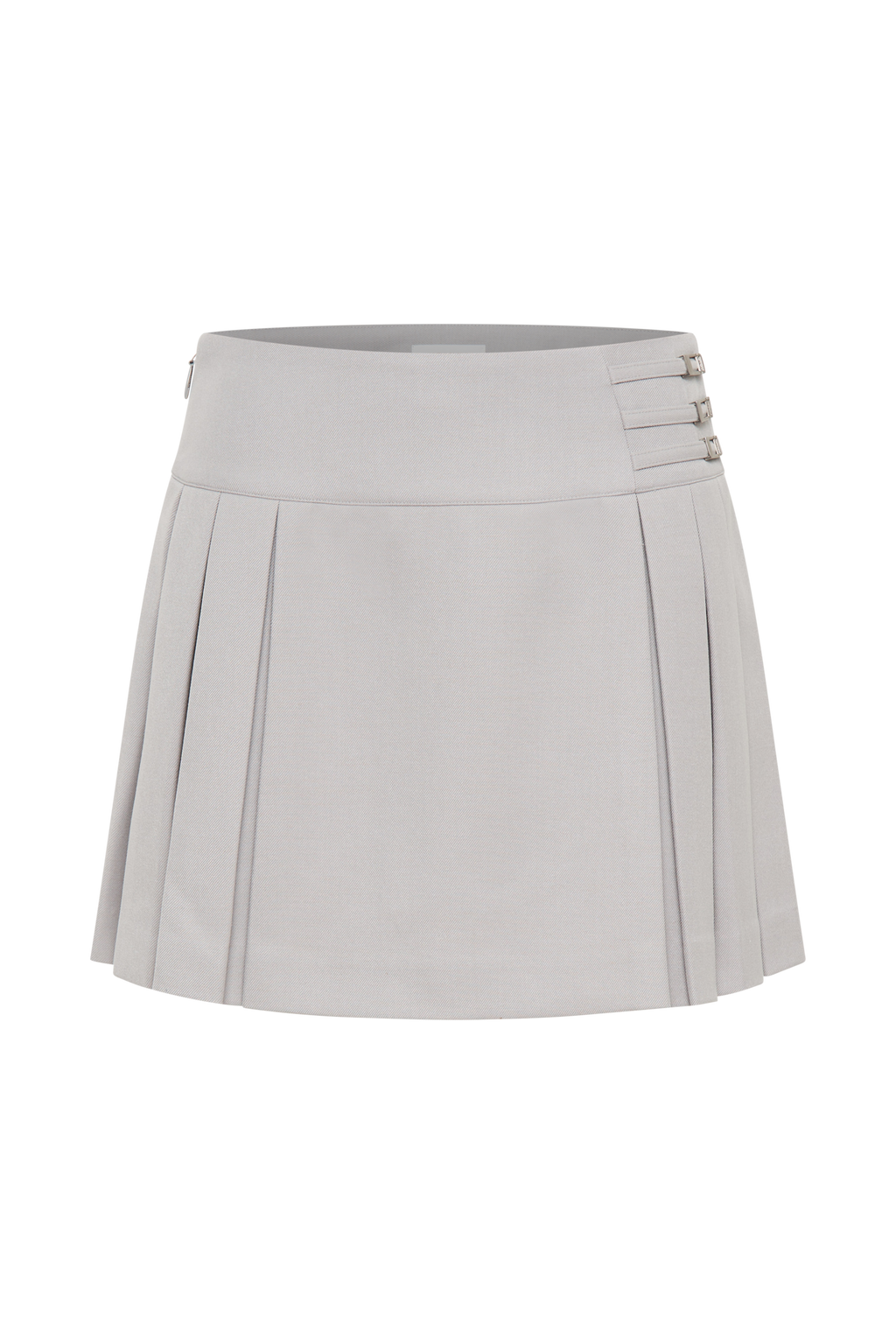 Angie Pleated Buckle Mini Skirt - Grey